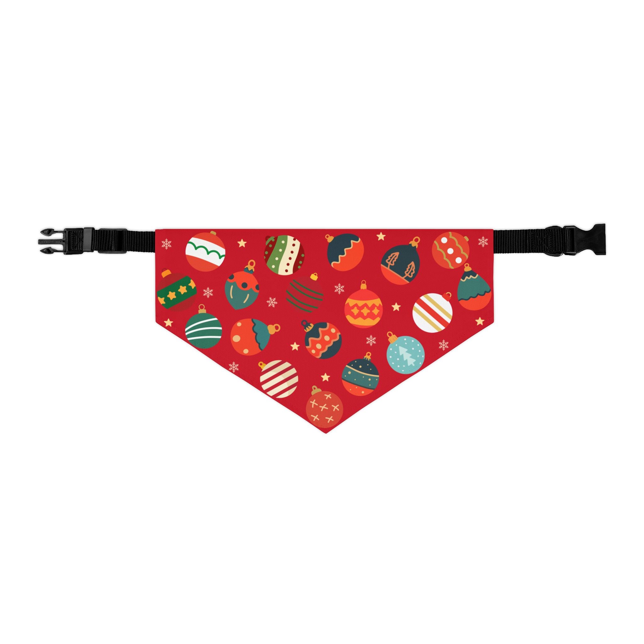 Christmas Dog Bandana Collar – Red Ornament Holiday Pattern | Festive Pet Bandana