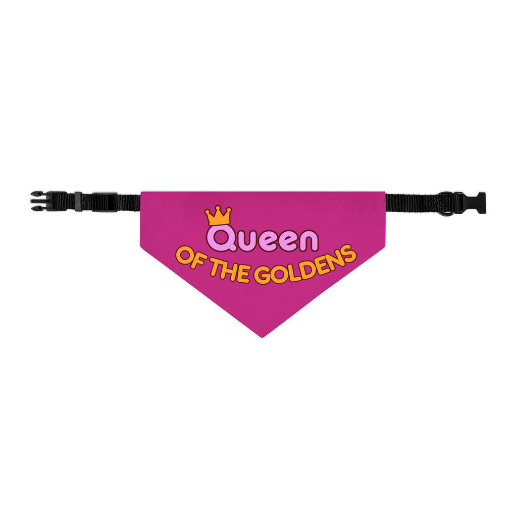 Queen of the Goldens Adjustable Pink Dog Bandana Collar