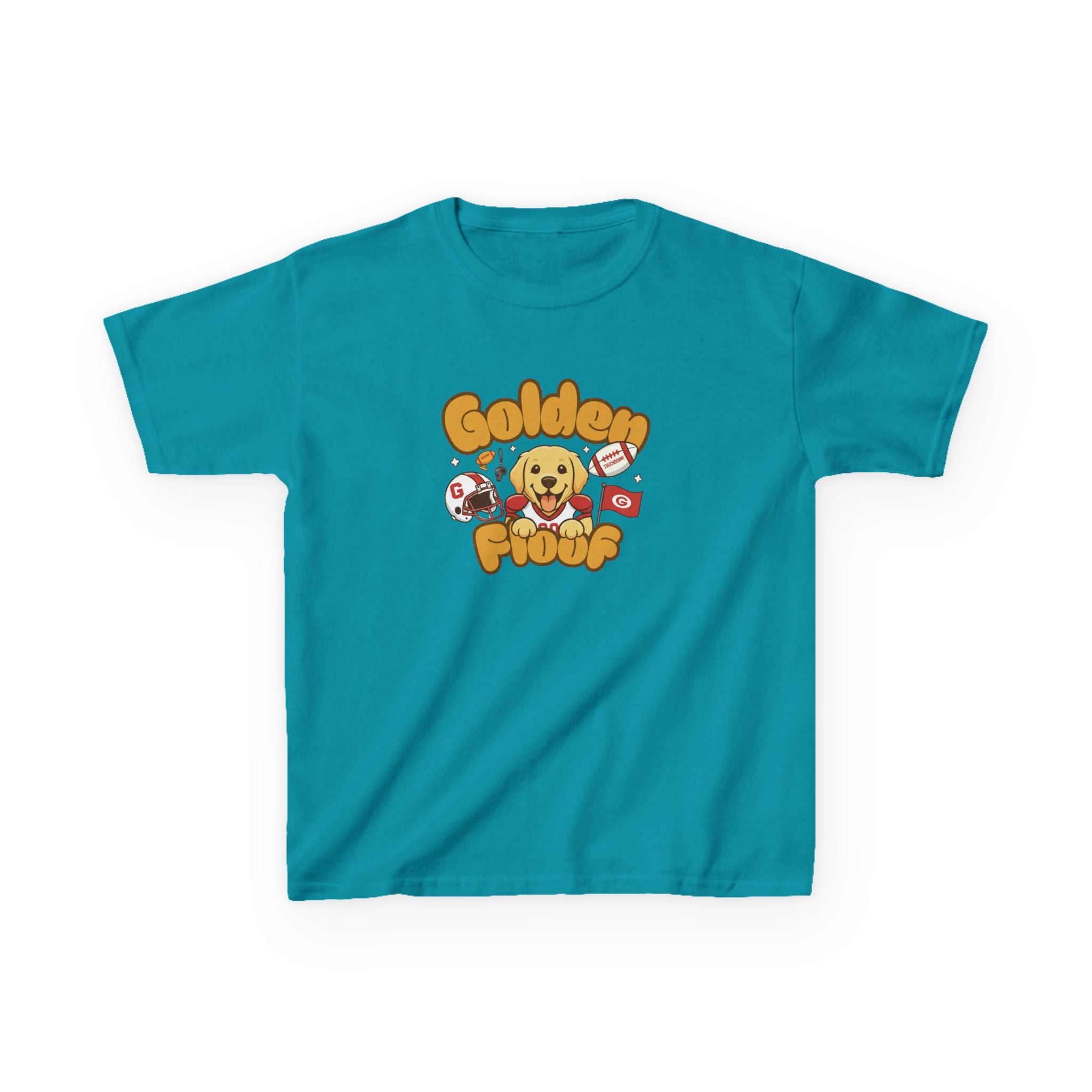 Golden Floof™ Kids Football T-Shirt – Cute Game Day Golden Retriever Tee for Children