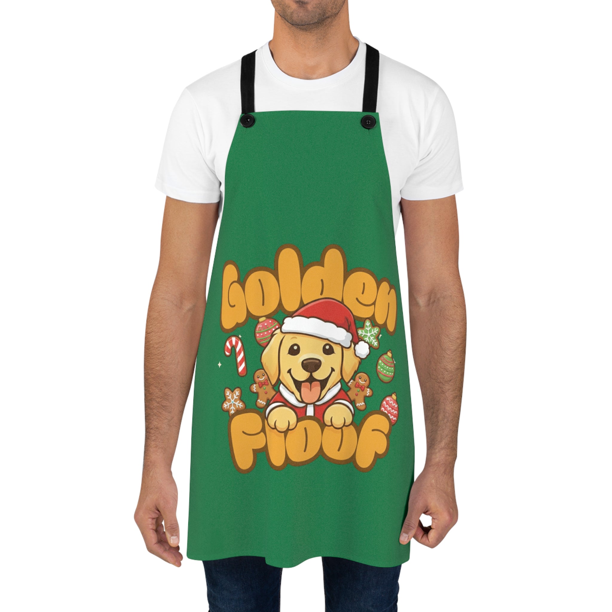 Golden Floof™ Christmas Baking Apron (Green) – Festive Holiday Dog Lover Kitchen Apron