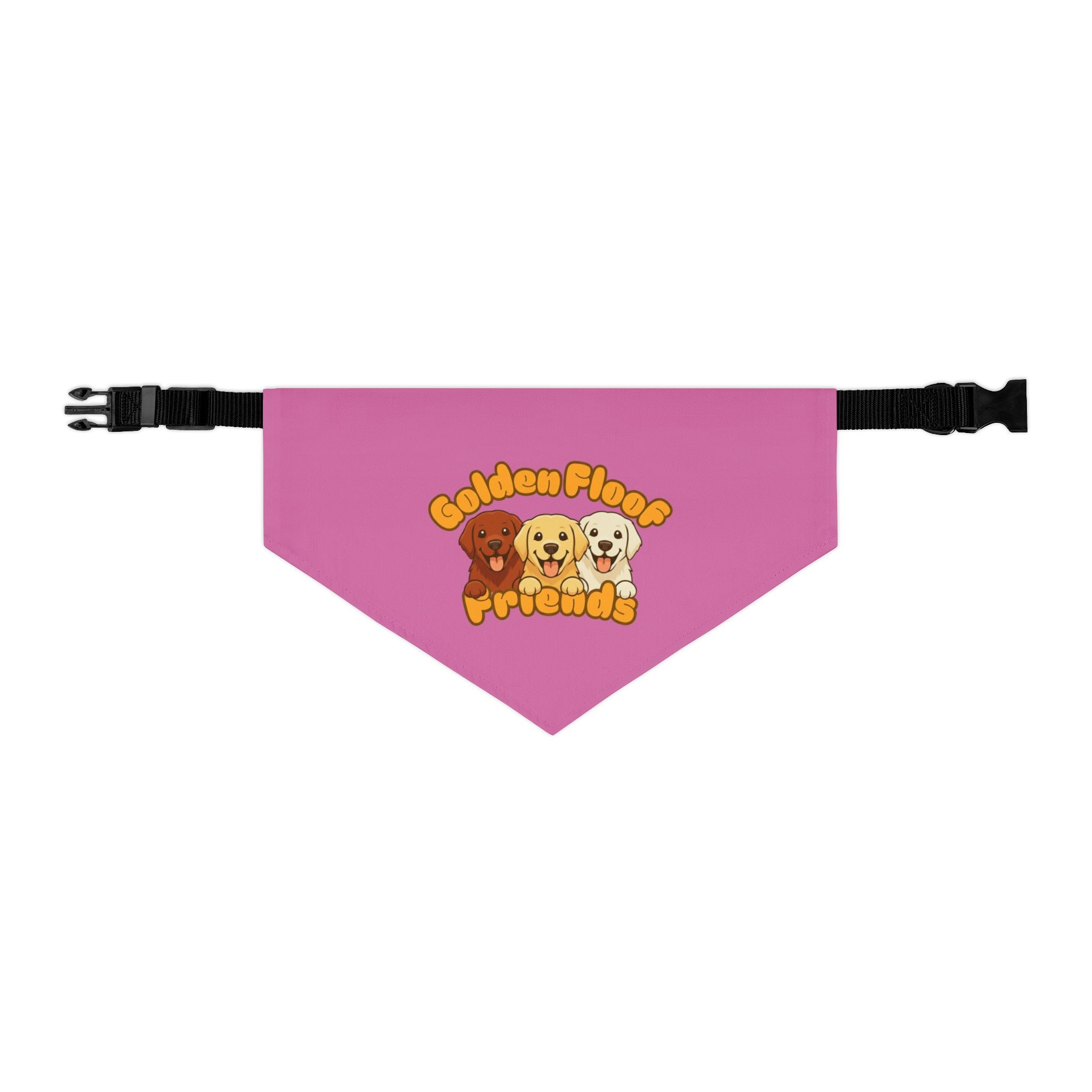 Golden Floof™ Friends Dog Bandana Collar – Adjustable Pet Bandana with Golden Retriever Trio