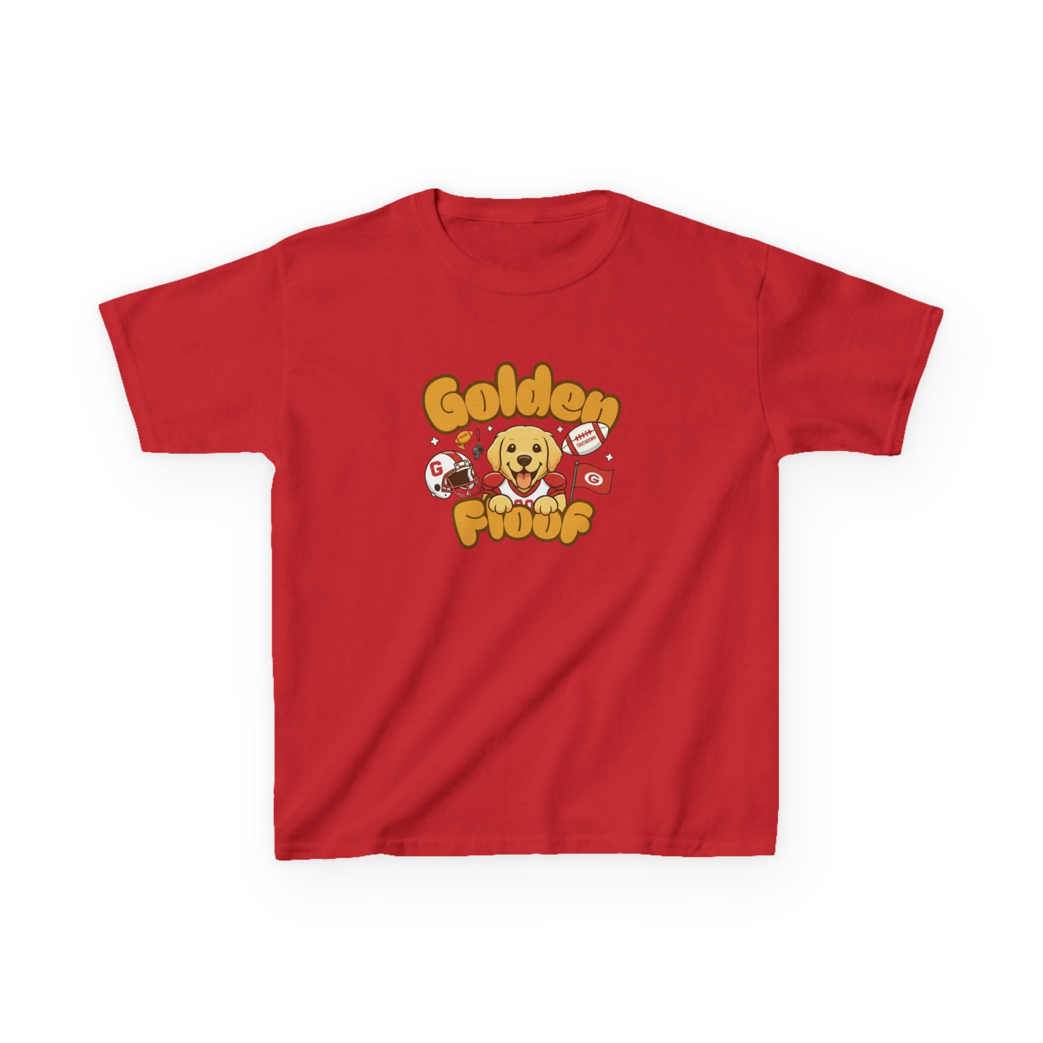 Golden Floof™ Kids Football T-Shirt – Cute Game Day Golden Retriever Tee for Children