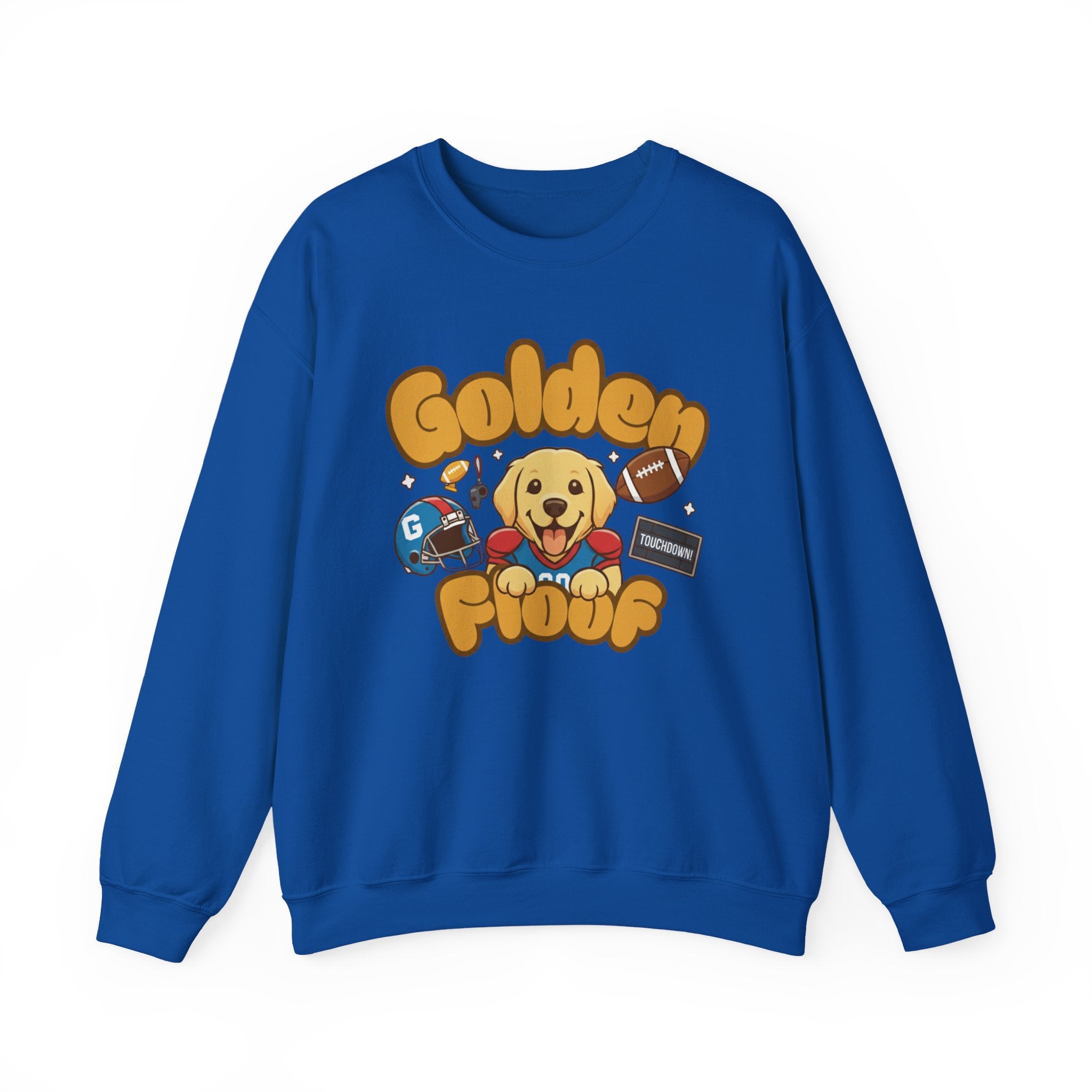 Golden Floof Football Crewneck Sweatshirt – Cozy Game Day Dog Lover Pullover