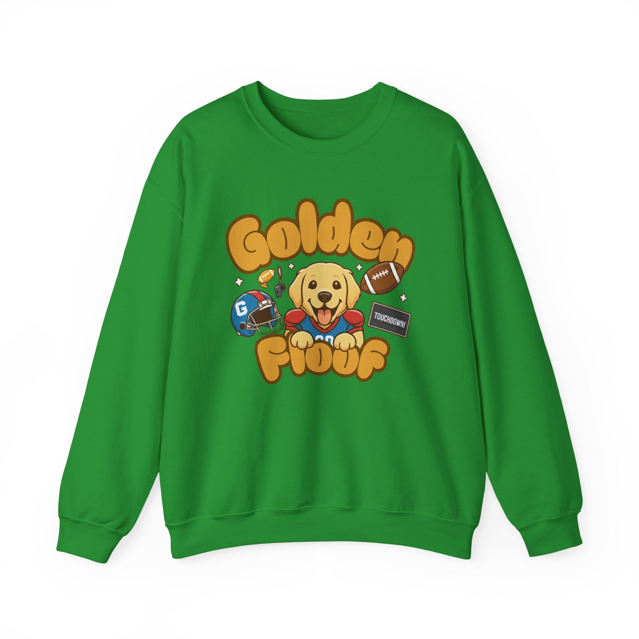 Golden Floof Football Crewneck Sweatshirt – Cozy Game Day Dog Lover Pullover