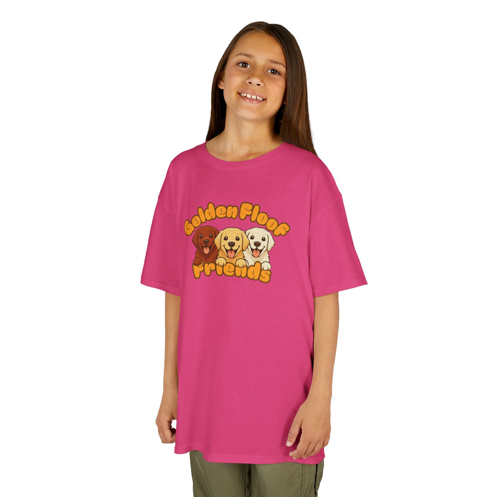 Golden Floof™ Kids Friends T-Shirt – Cute Golden Retriever Trio Tee for Children