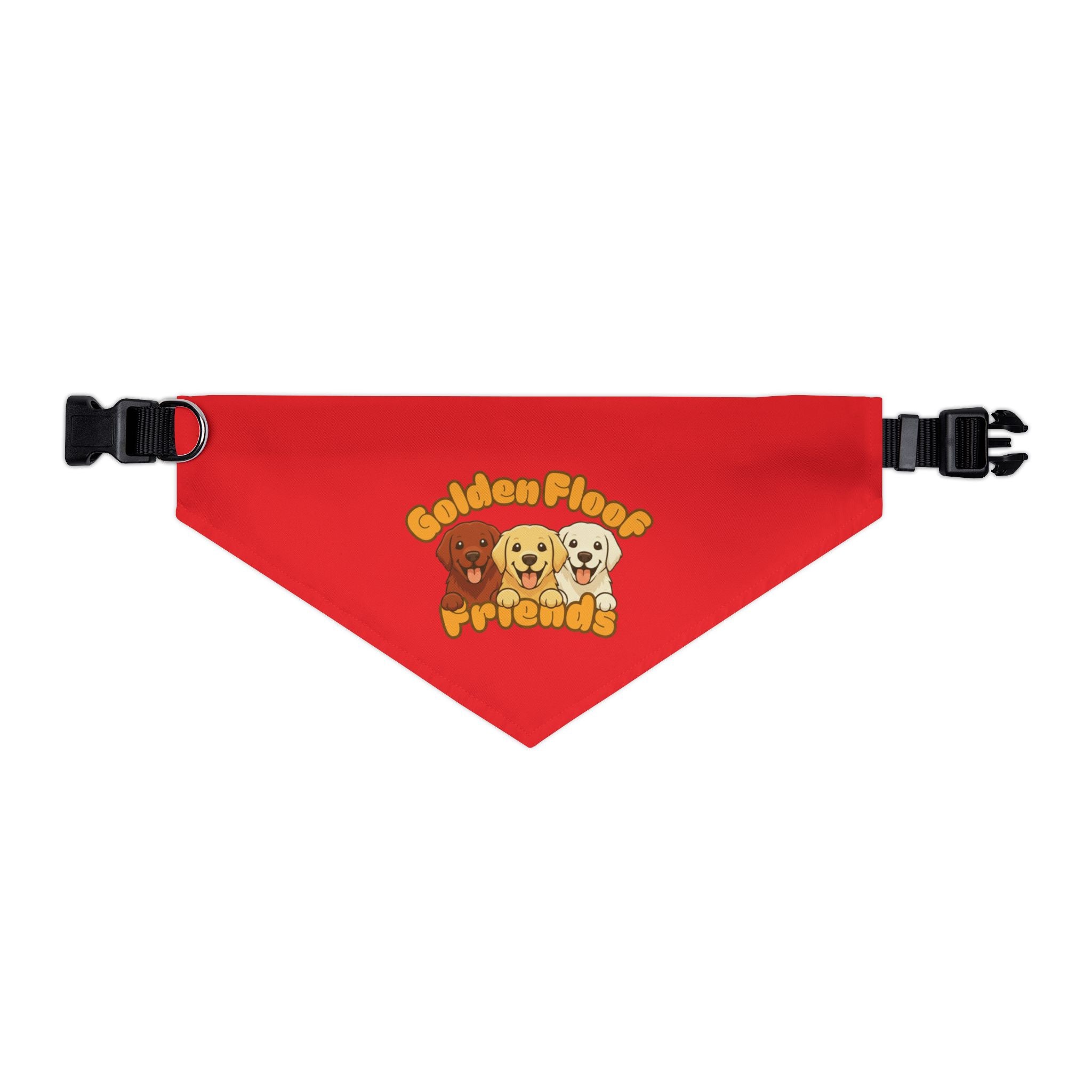 Golden Floof™ Friends Dog Bandana Collar – Adjustable Pet Bandana with Golden Retriever Trio