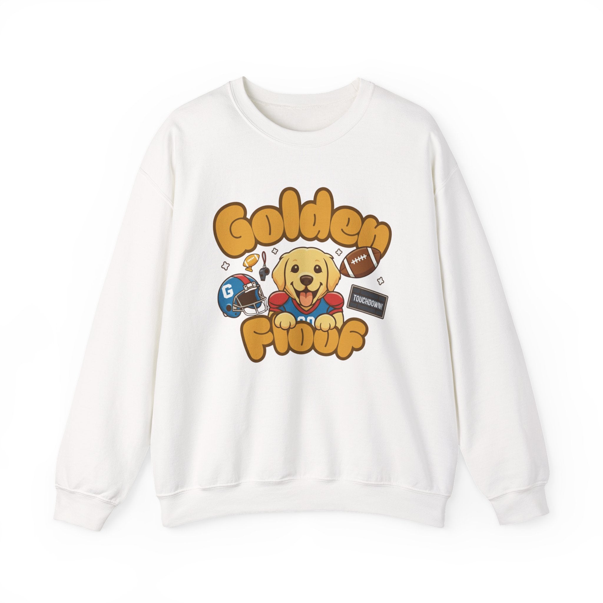 Golden Floof Football Crewneck Sweatshirt – Cozy Game Day Dog Lover Pullover