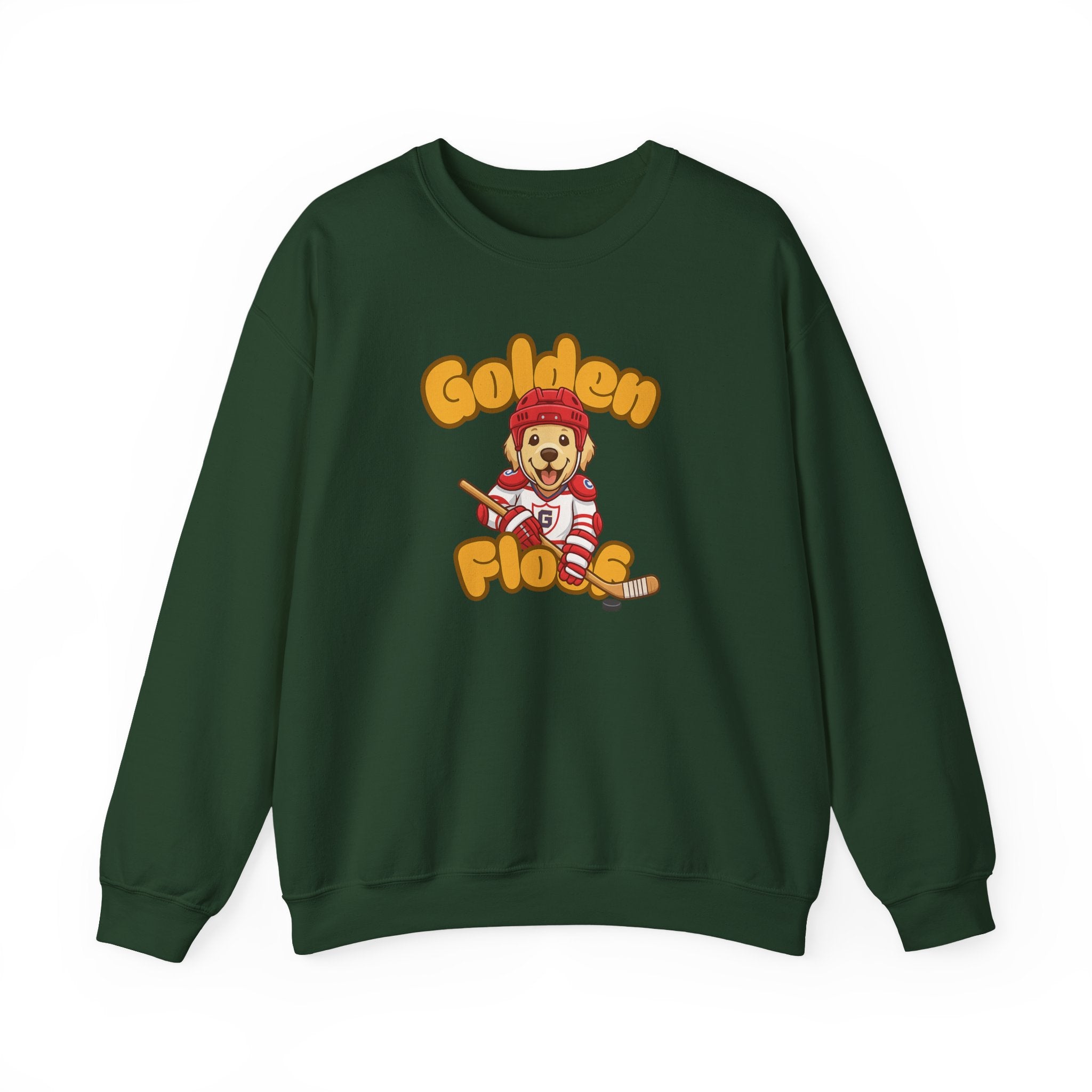 Golden Floof™ Hockey Sweatshirt – Cute Golden Retriever Ice Hockey Crewneck for Dog Lovers