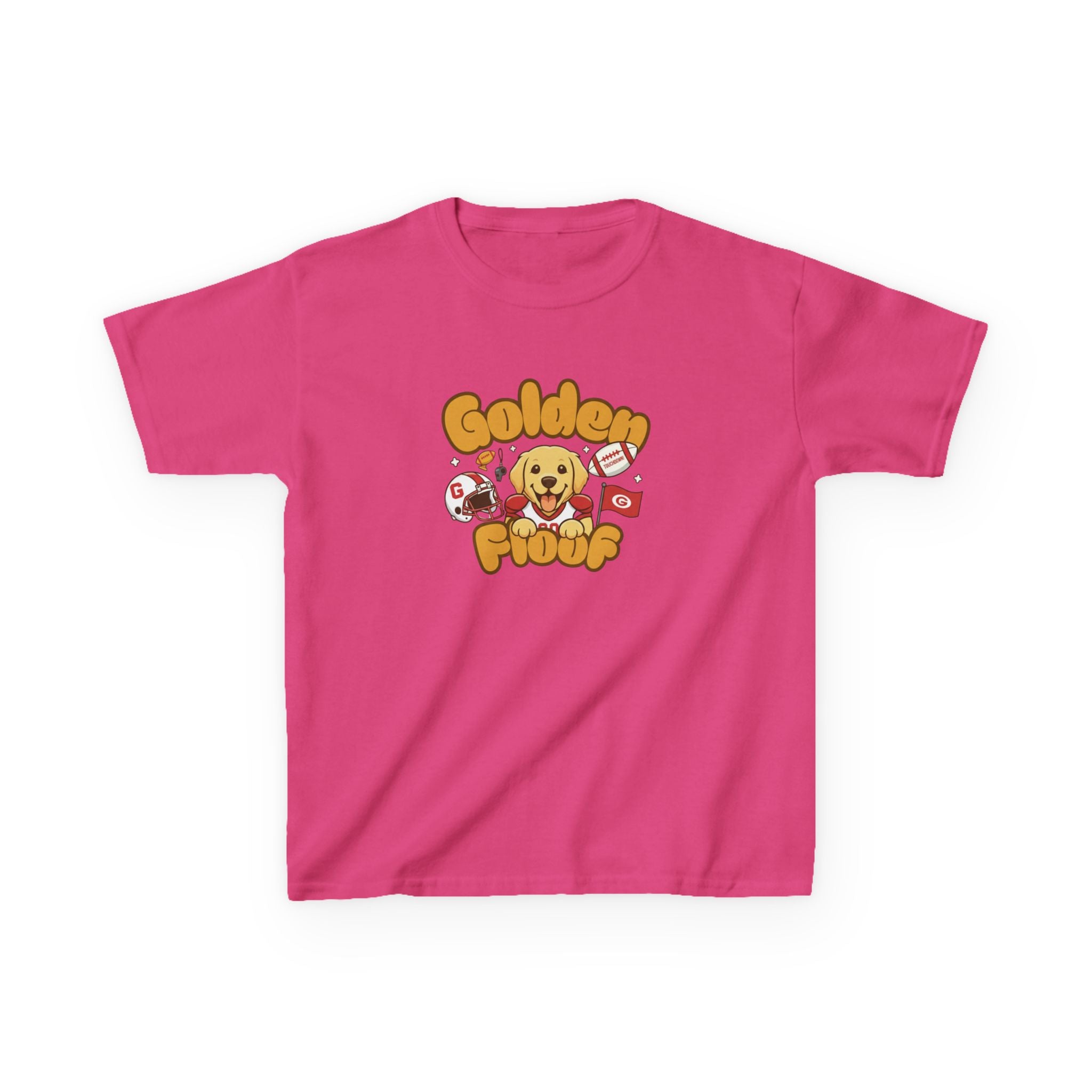 Golden Floof™ Kids Football T-Shirt – Cute Game Day Golden Retriever Tee for Children