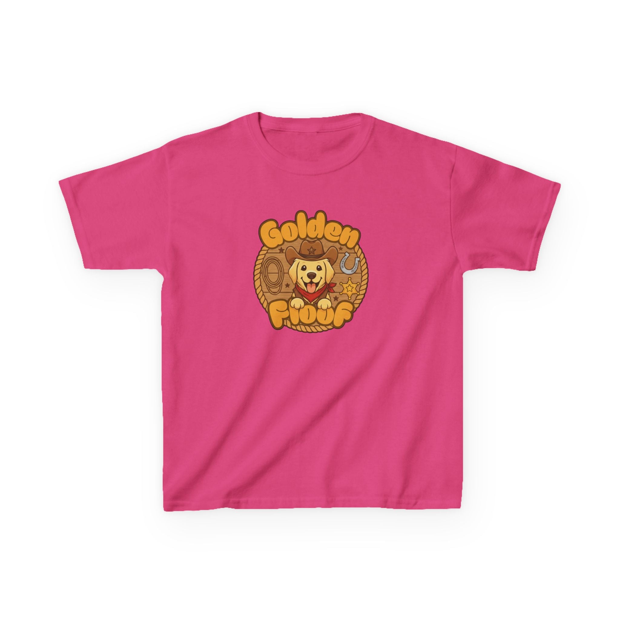 Golden Floof™ Kids Cowboy T-Shirt – Cute Western Golden Retriever Tee for Children