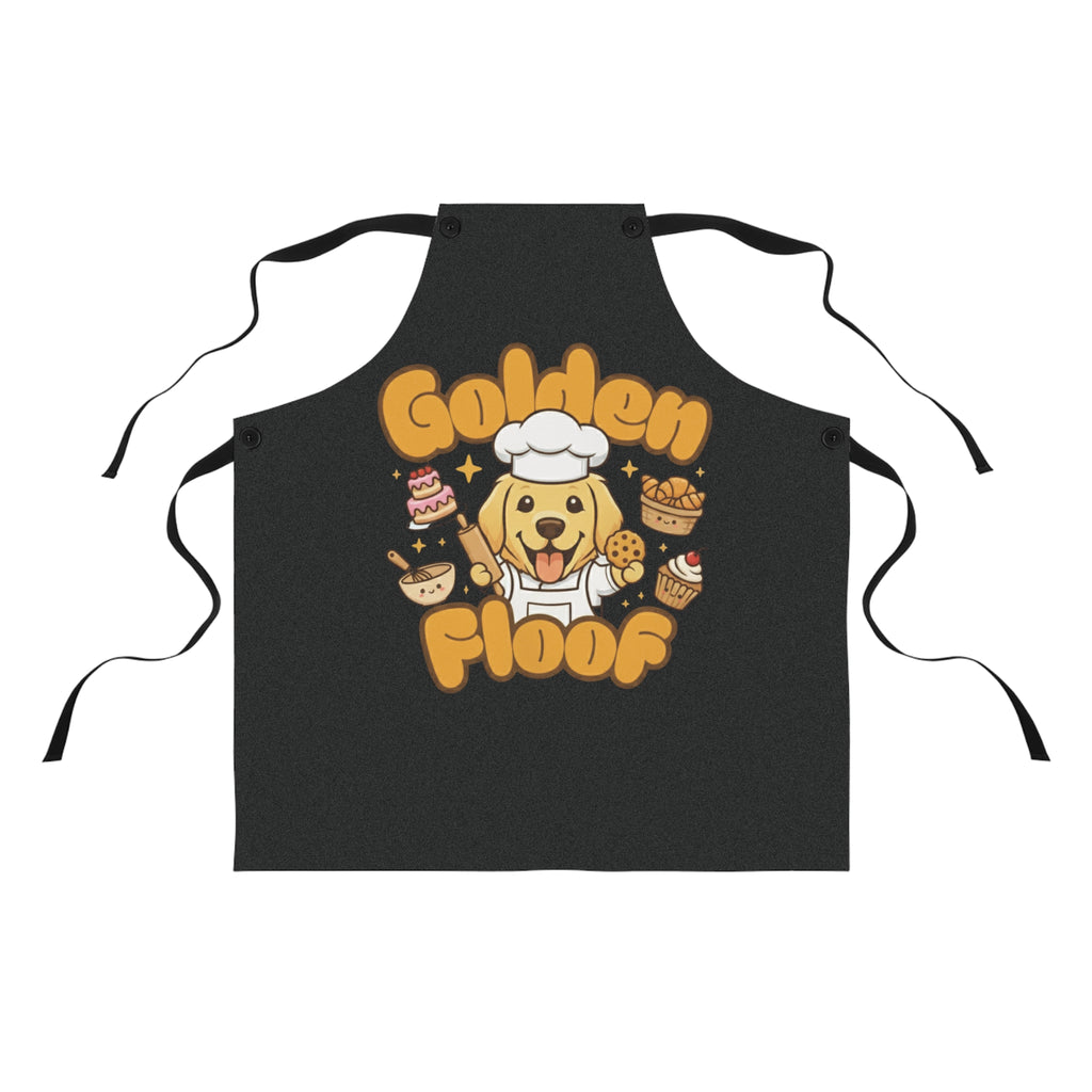 Golden Floof™ Chef Apron – Cute Golden Retriever Baking Apron for Dog Lovers & Kitchen Fun - Black