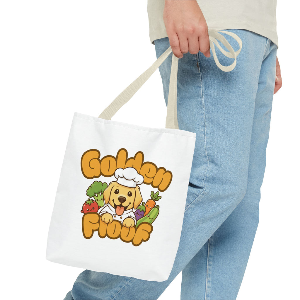 Golden Floof™ Veggie Chef Tote Bag (13×13") – Cute Golden Retriever Farmer’s Market Tote