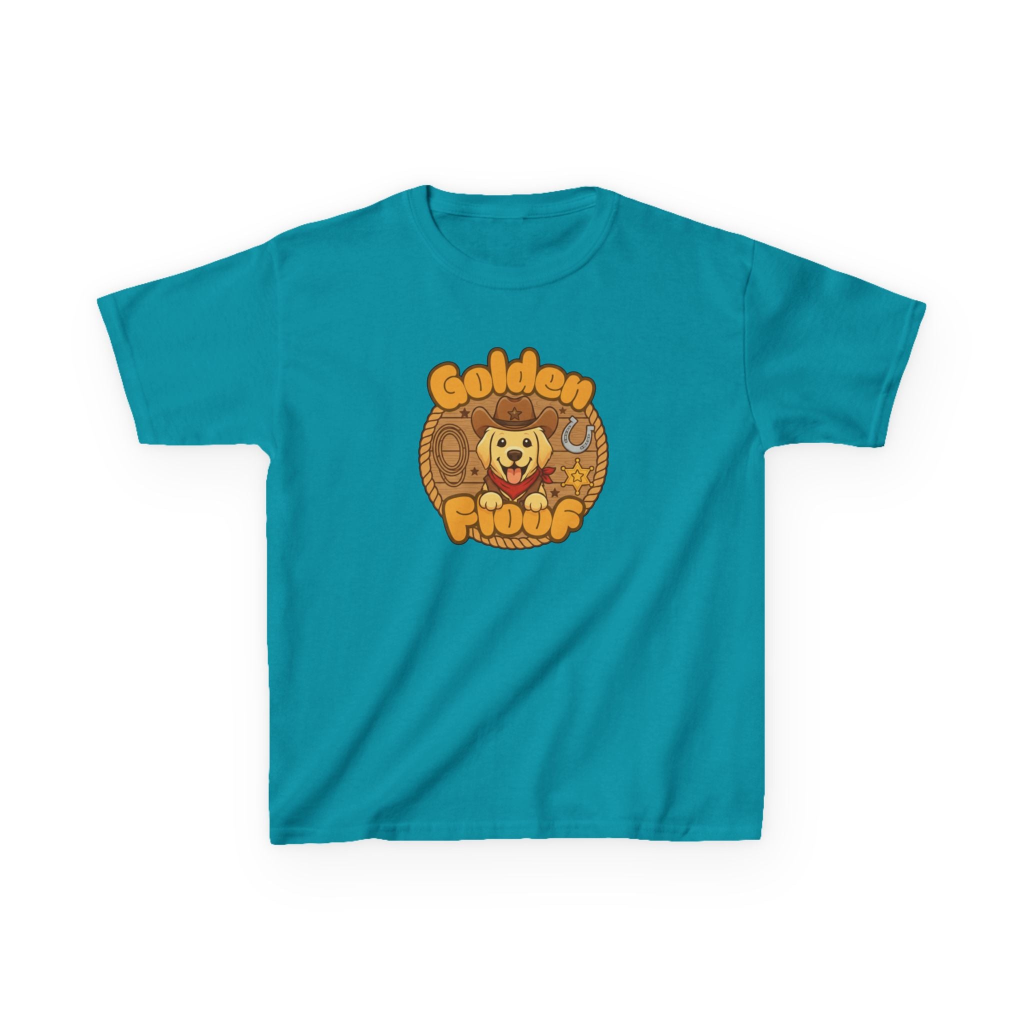 Golden Floof™ Kids Cowboy T-Shirt – Cute Western Golden Retriever Tee for Children