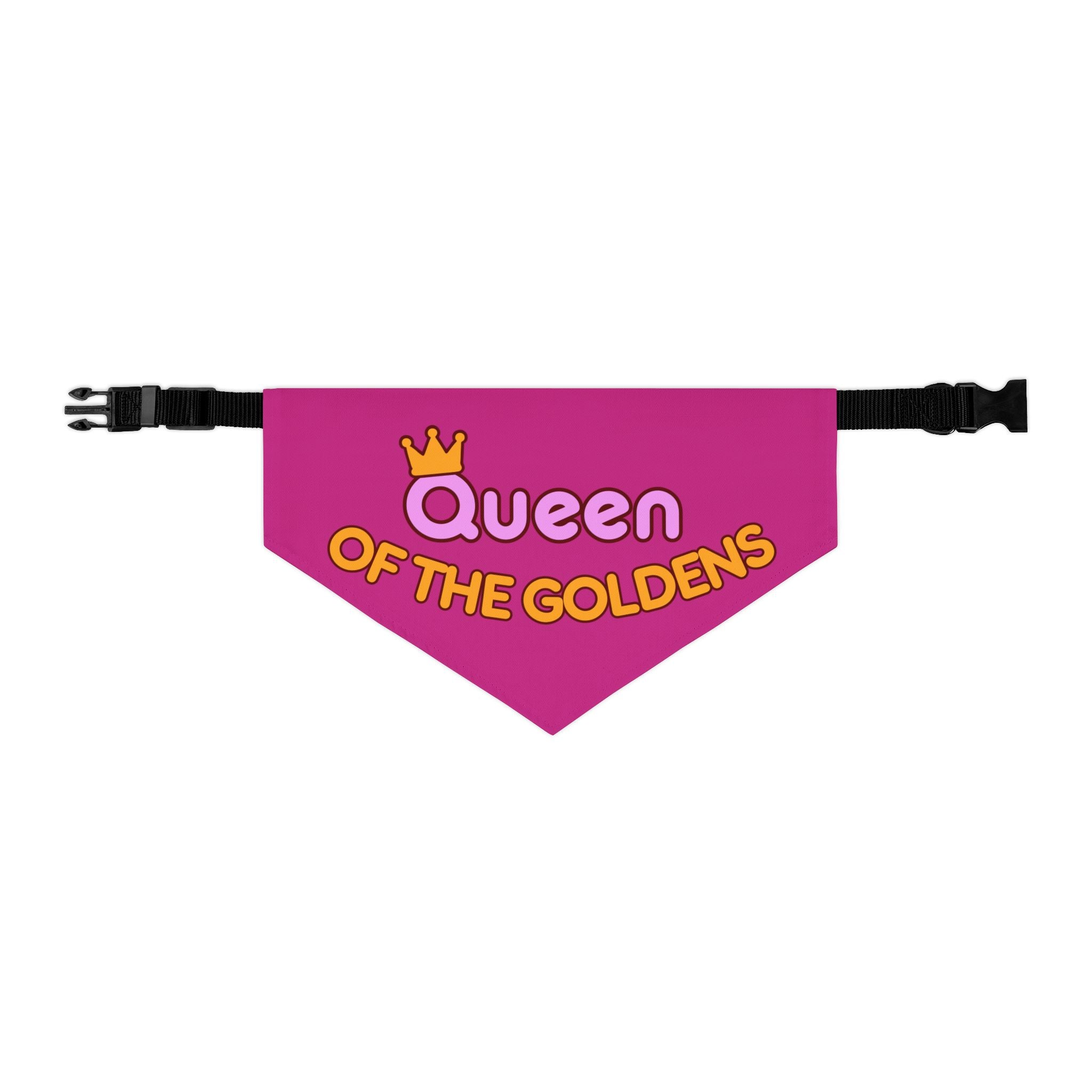 Queen of the Goldens Adjustable Pink Dog Bandana Collar
