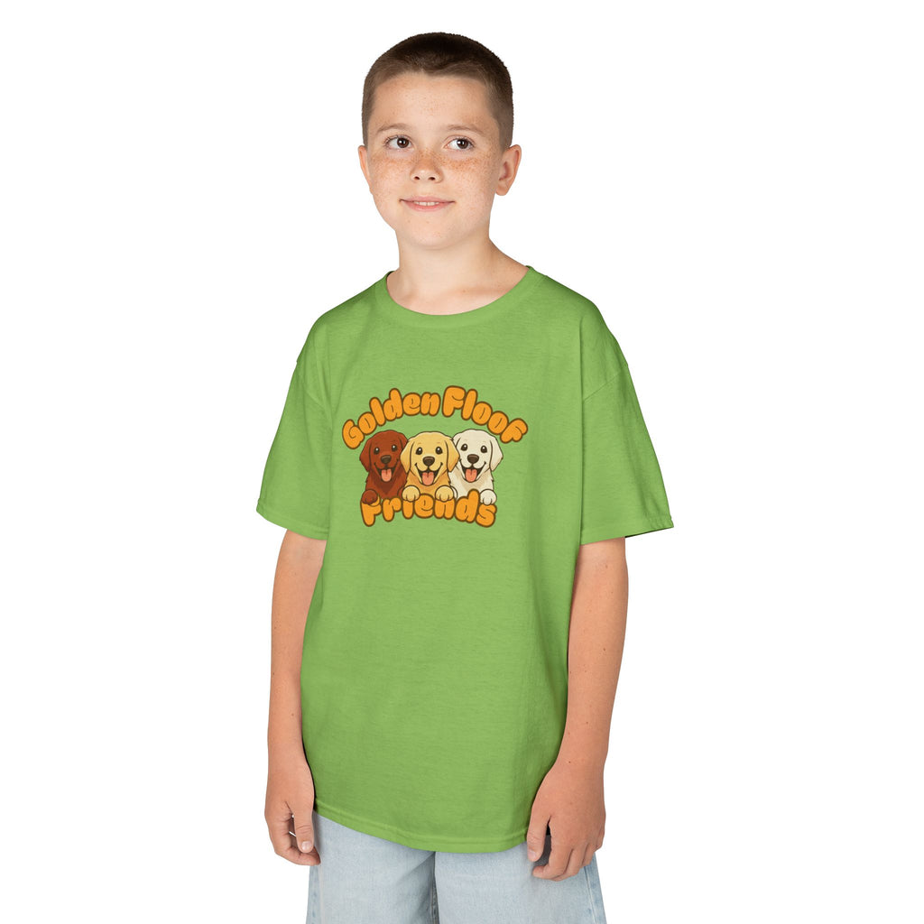 Golden Floof™ Kids Friends T-Shirt – Cute Golden Retriever Trio Tee for Children