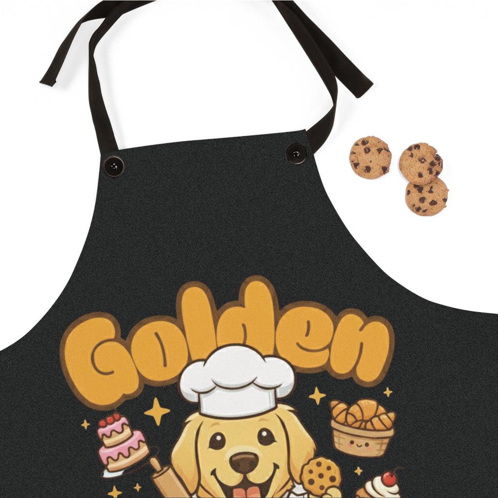 Golden Floof™ Chef Apron – Cute Golden Retriever Baking Apron for Dog Lovers & Kitchen Fun - Black