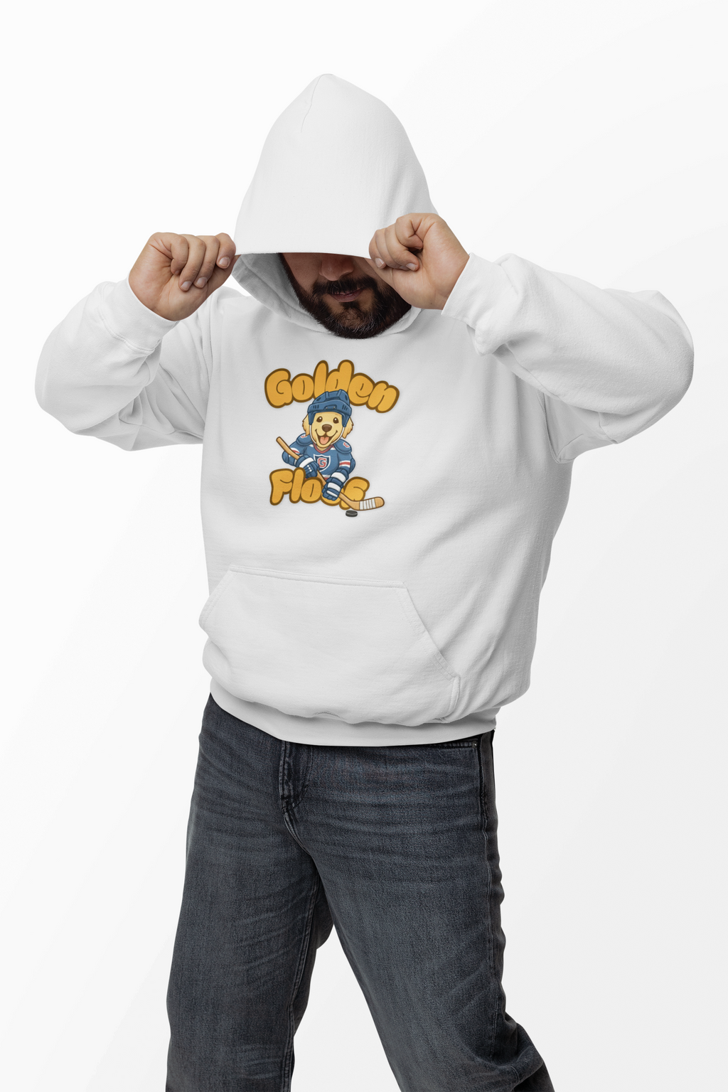 Golden Floof Hockey Pup Unisex Hoodie – Cozy Sports-Inspired Sweatshirt for Dog Lovers