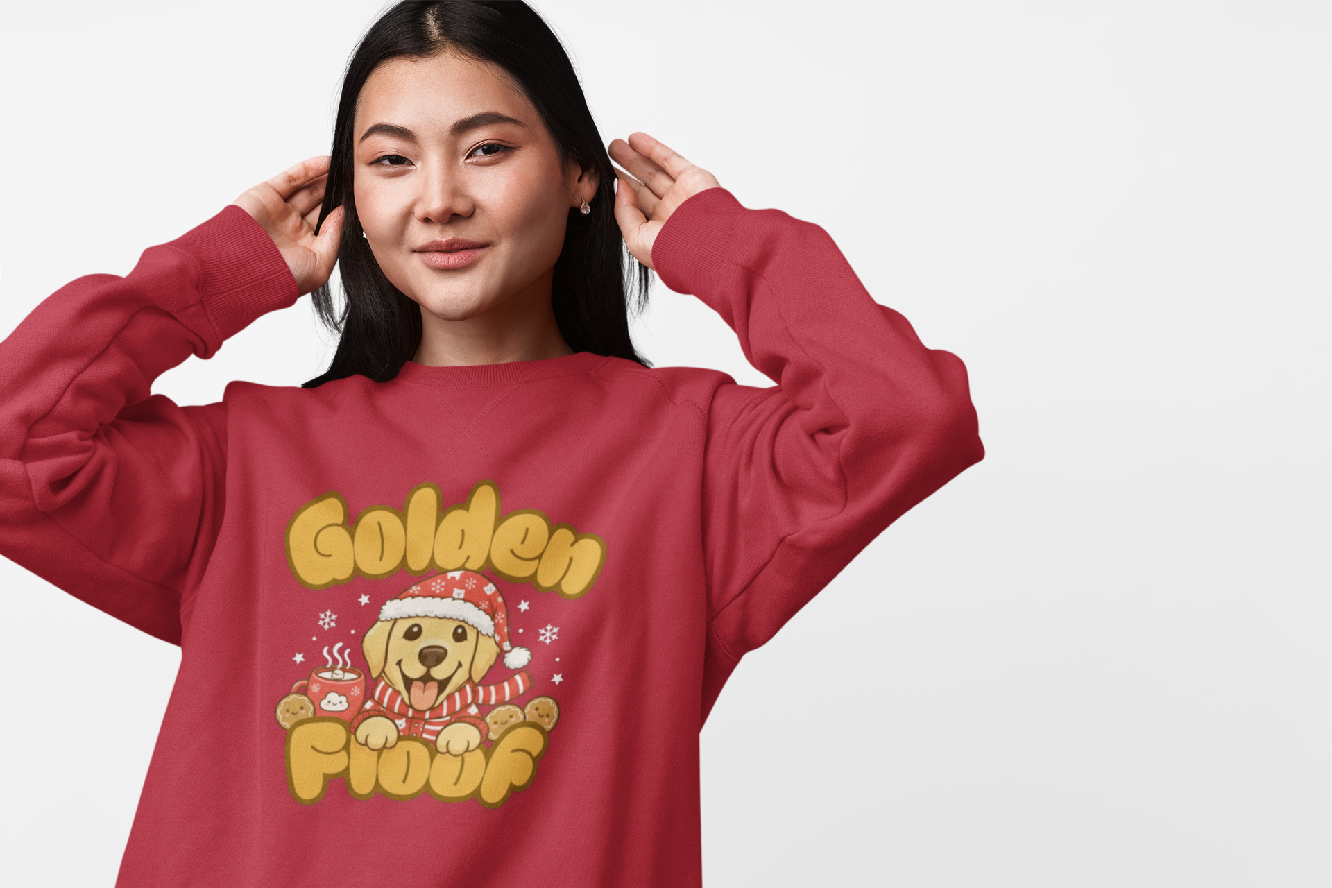 Golden Floof™ Winter Sweatshirt – Cute Cookies and Cocoa Golden Retriever Crewneck for Dog Lovers