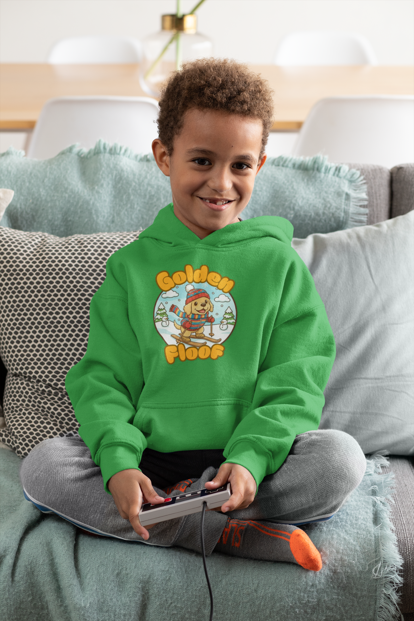 Golden Floof™ Kids Skiing Hoodie – Cute Winter Golden Retriever Ski Hoodie for Children
