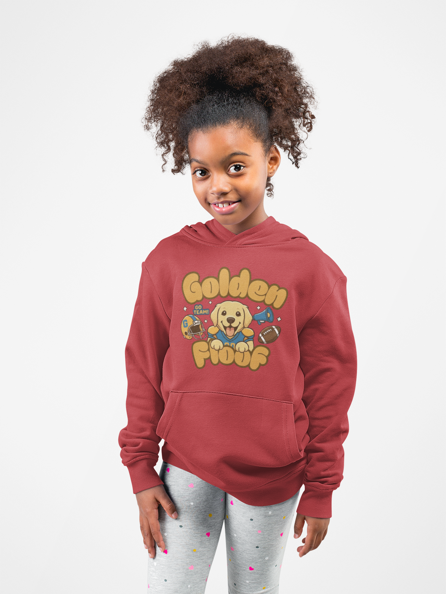 Golden Floof™ Kids Football Hoodie – Cute Game Day Golden Retriever Hoodie for Children
