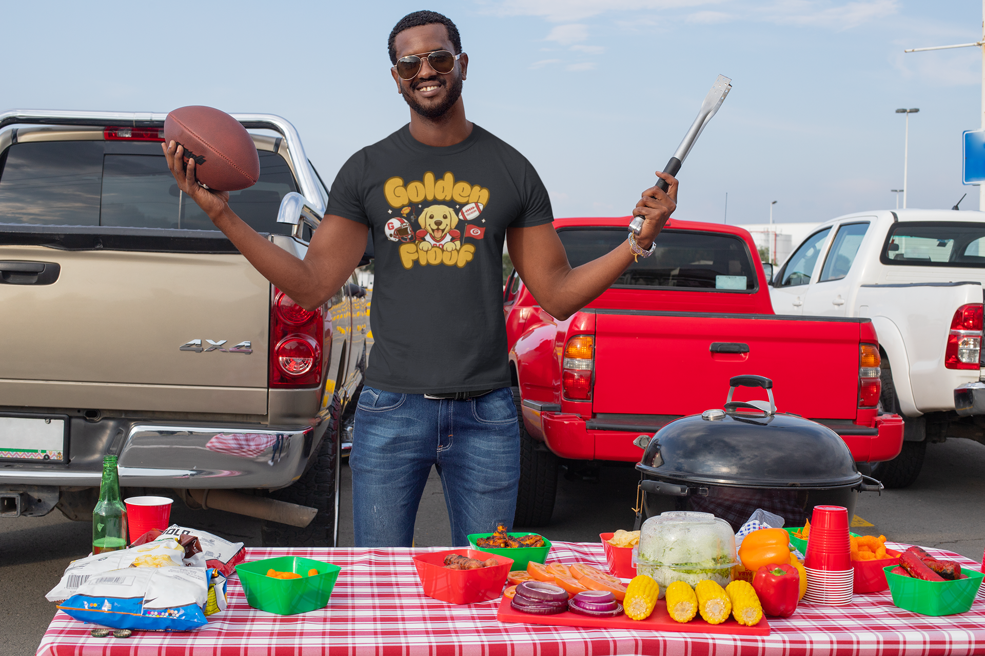 Golden Floof™ Football T-Shirt – Game Day Golden Retriever Tee for Dog Lovers