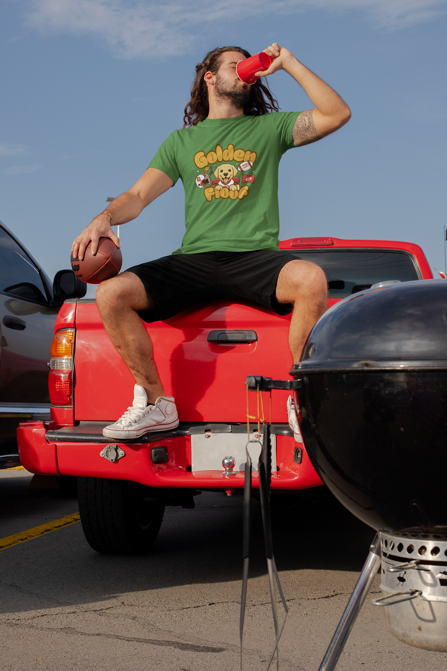 Golden Floof™ Football T-Shirt – Game Day Golden Retriever Tee for Dog Lovers