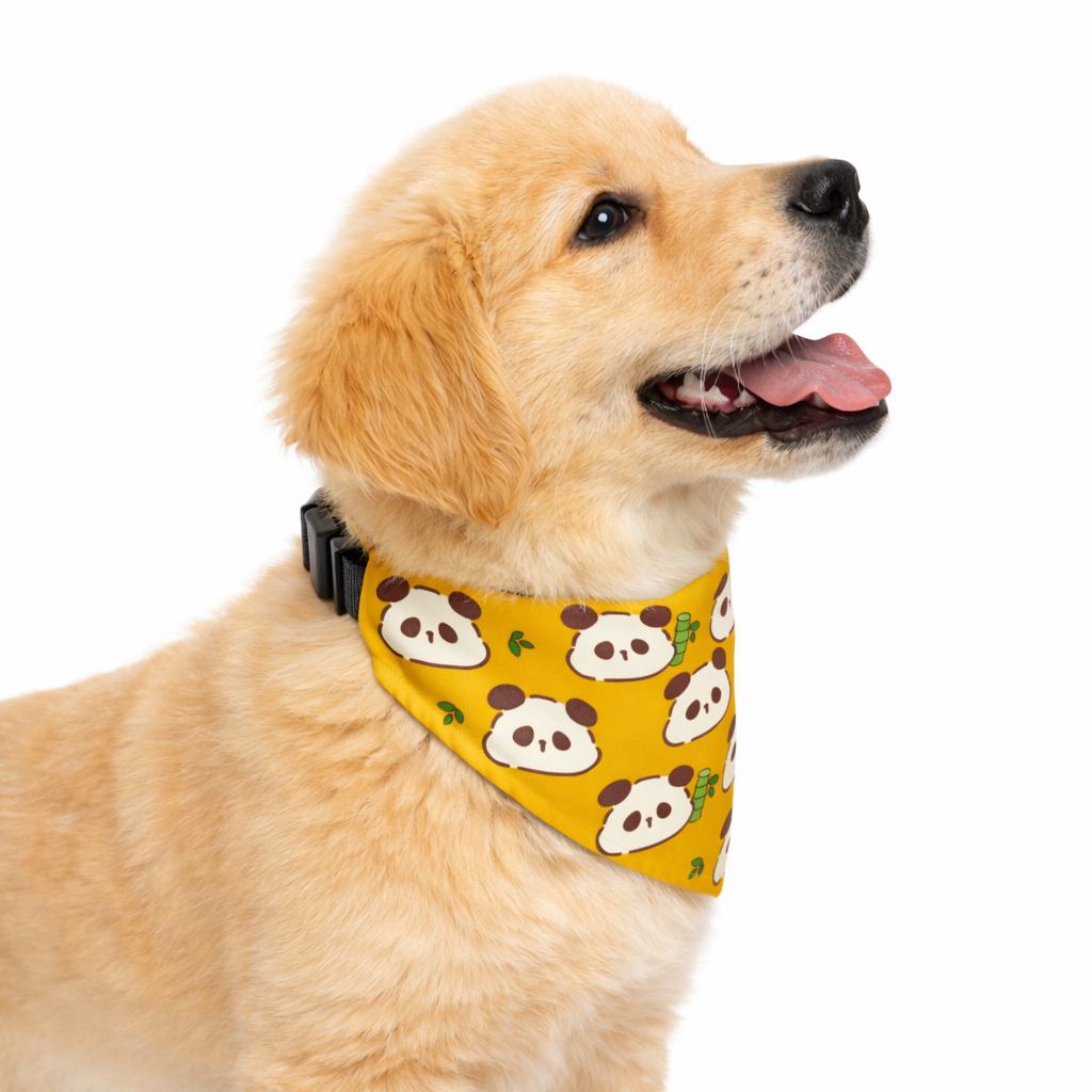 Cute Panda Yellow Dog Collar Bandanna