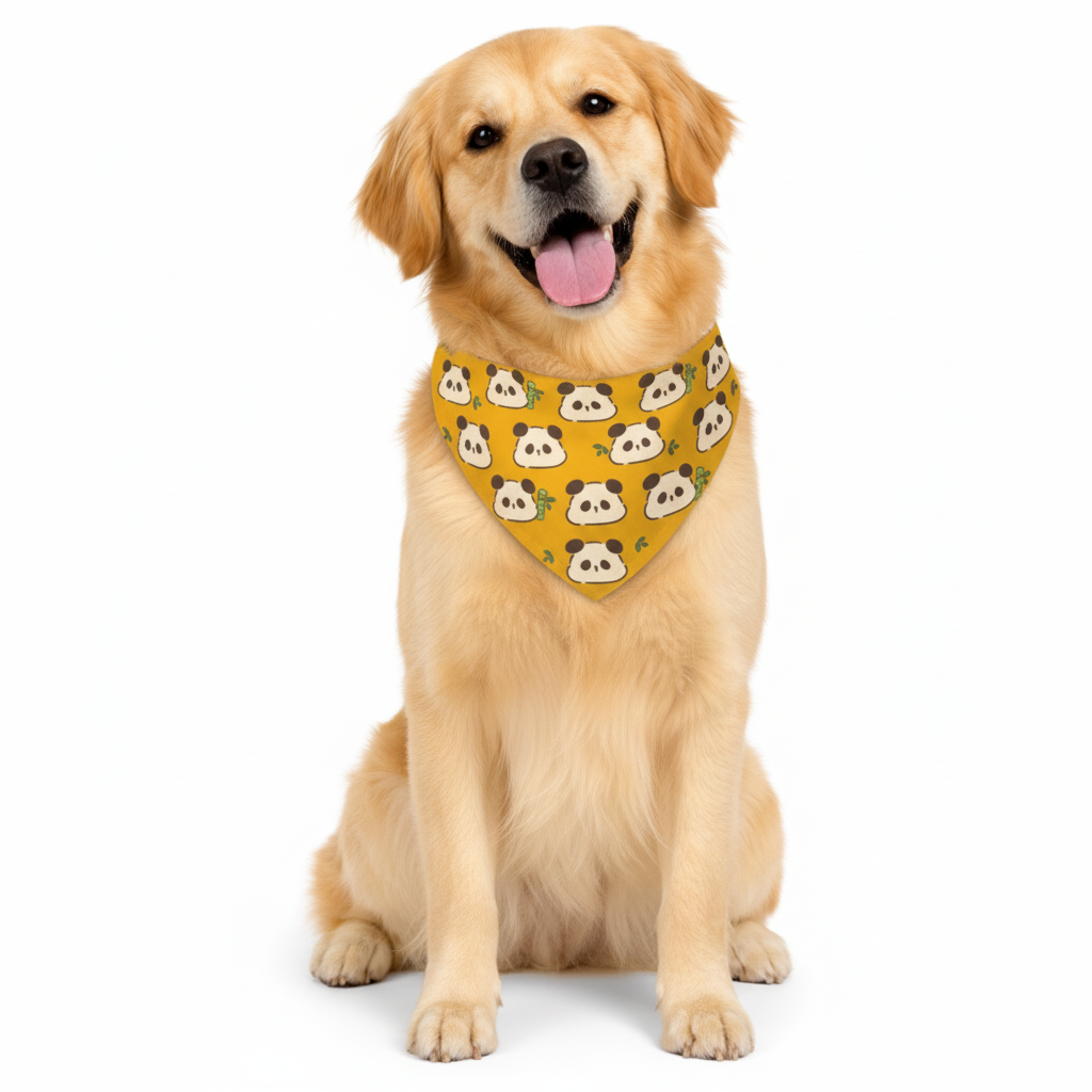 Cute Panda Yellow Dog Collar Bandanna