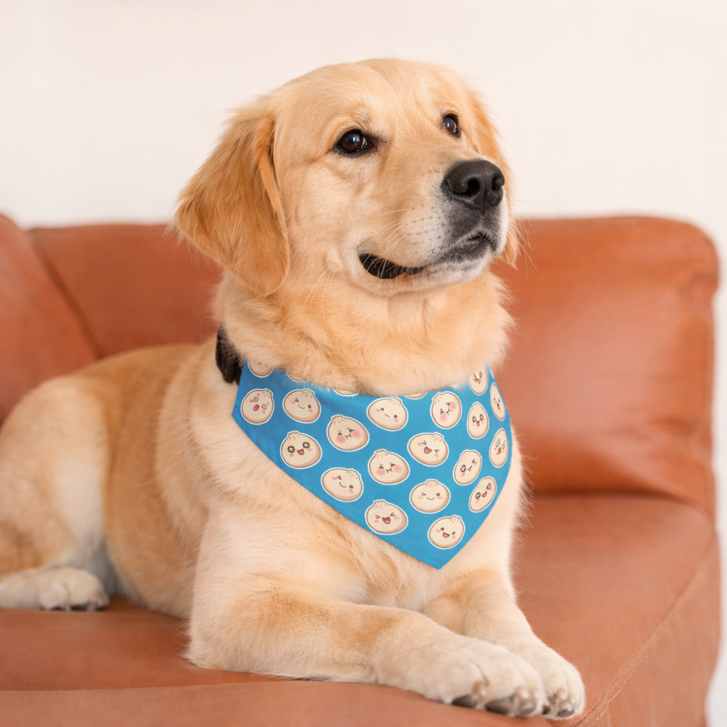 Kawaii Shumai Blue Dog Bandana Collar