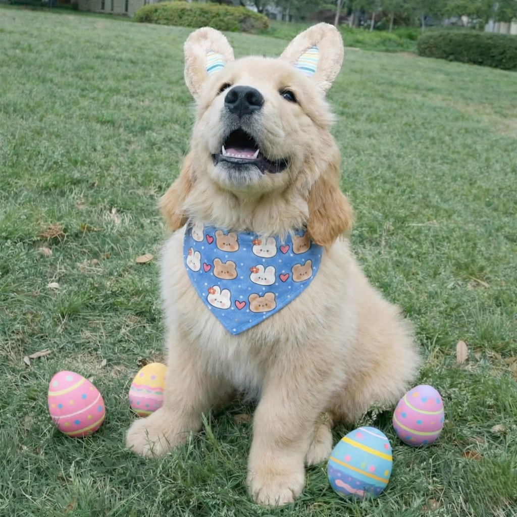Bunnies & Bears Pastel Blue Dog Bandana