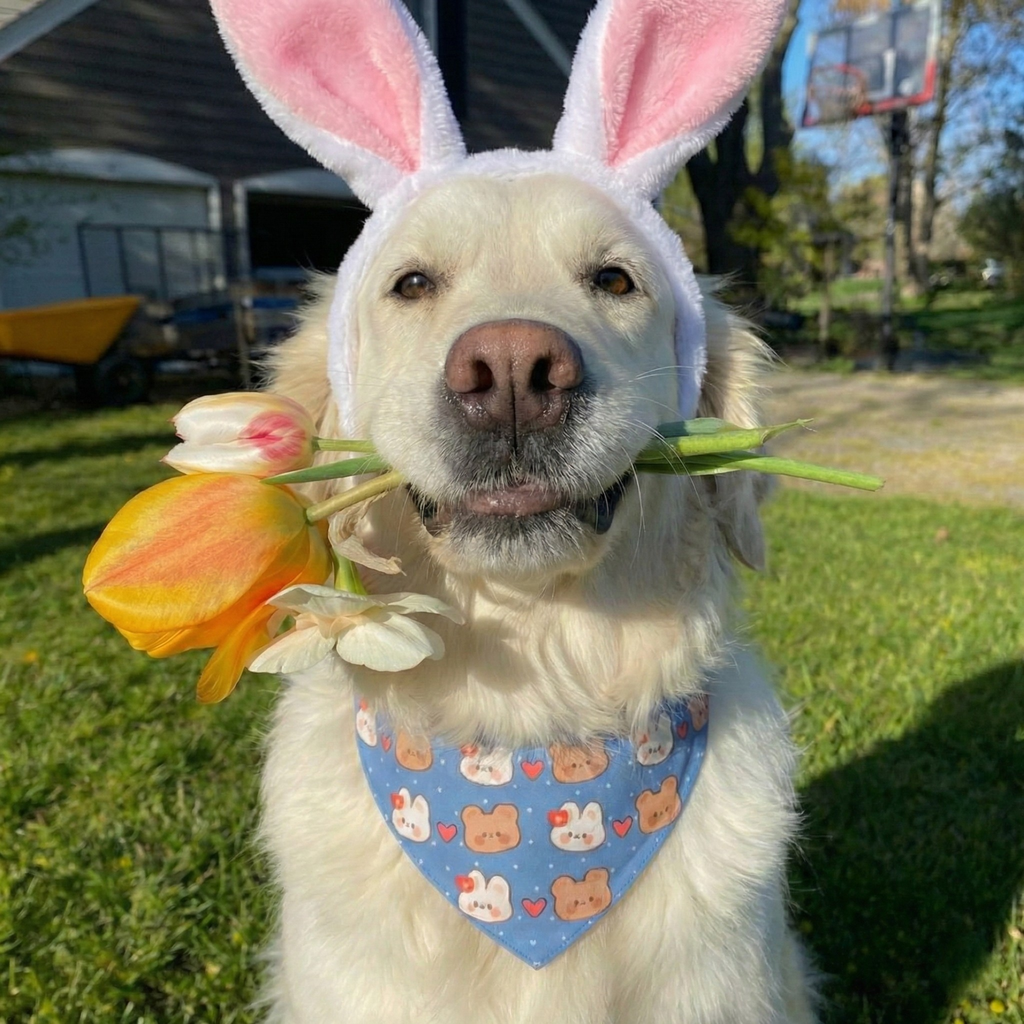 Bunnies & Bears Pastel Blue Dog Bandana