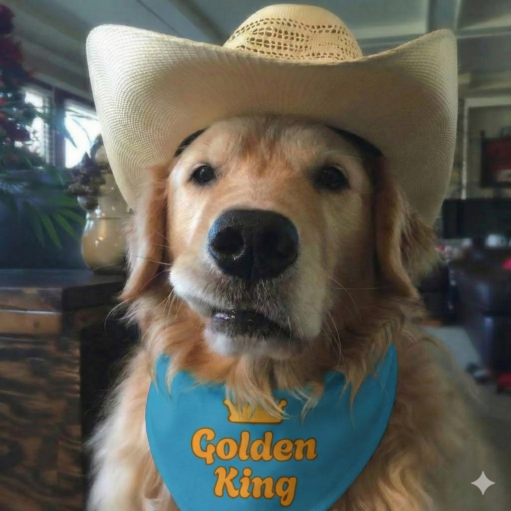 Golden King Adjustable Dog Blue Bandana Collar