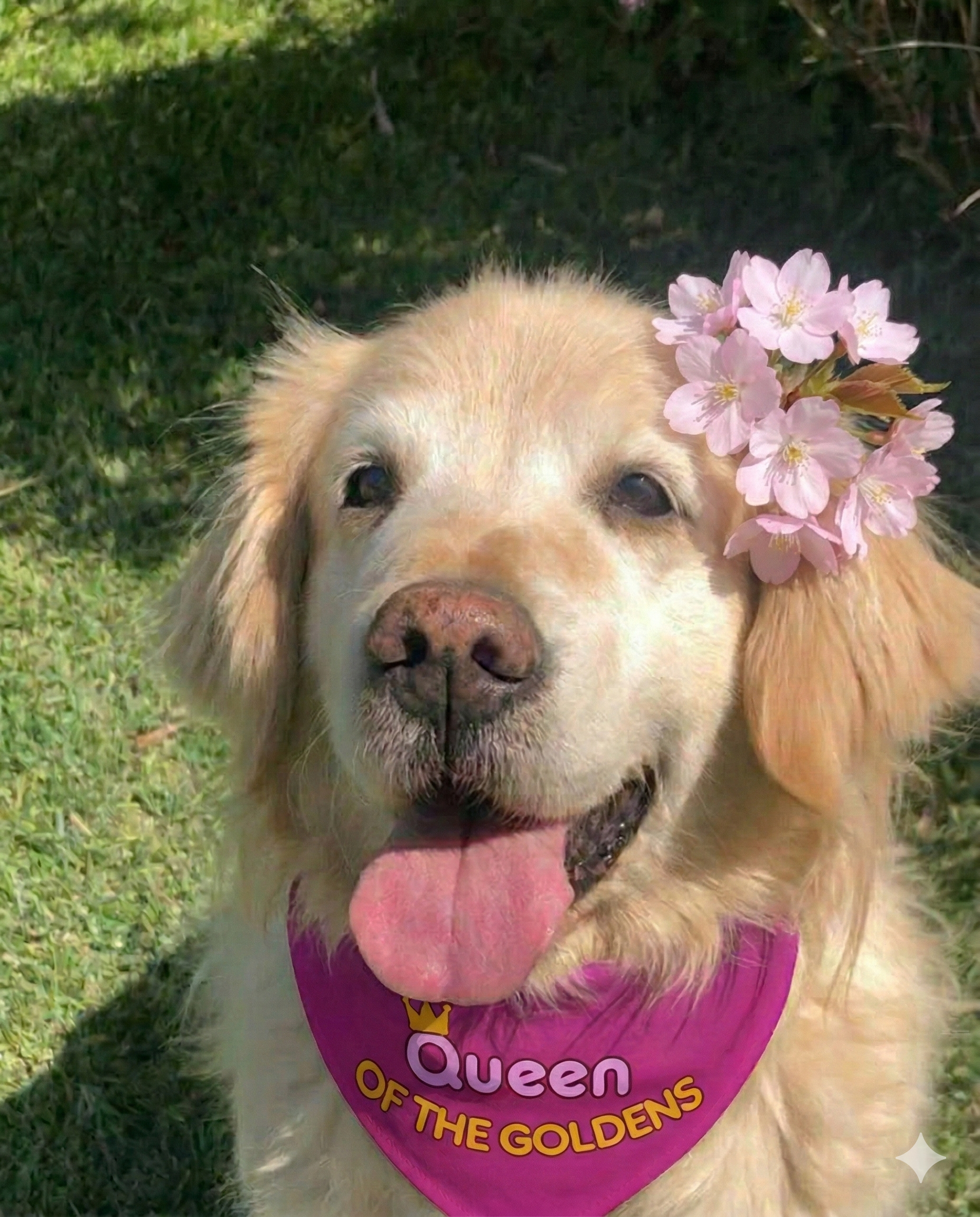 Queen of the Goldens Adjustable Pink Dog Bandana Collar