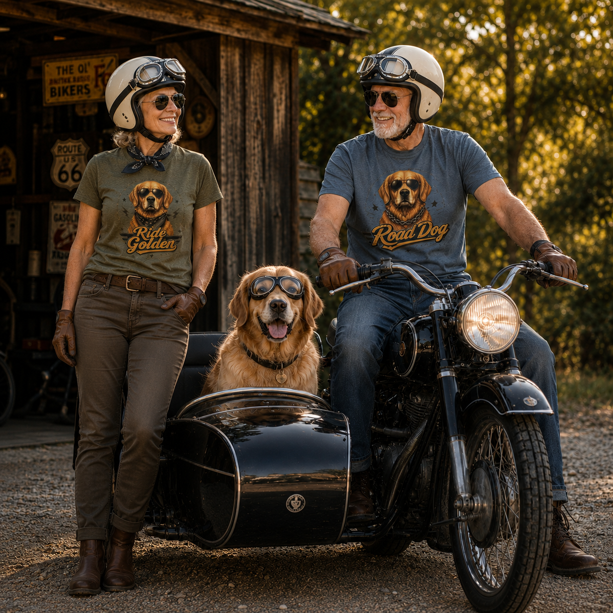 Road Dog Golden Retriever T-Shirt