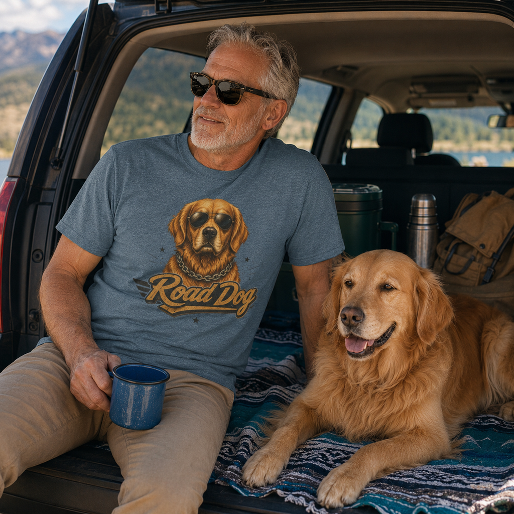 Road Dog Golden Retriever T-Shirt
