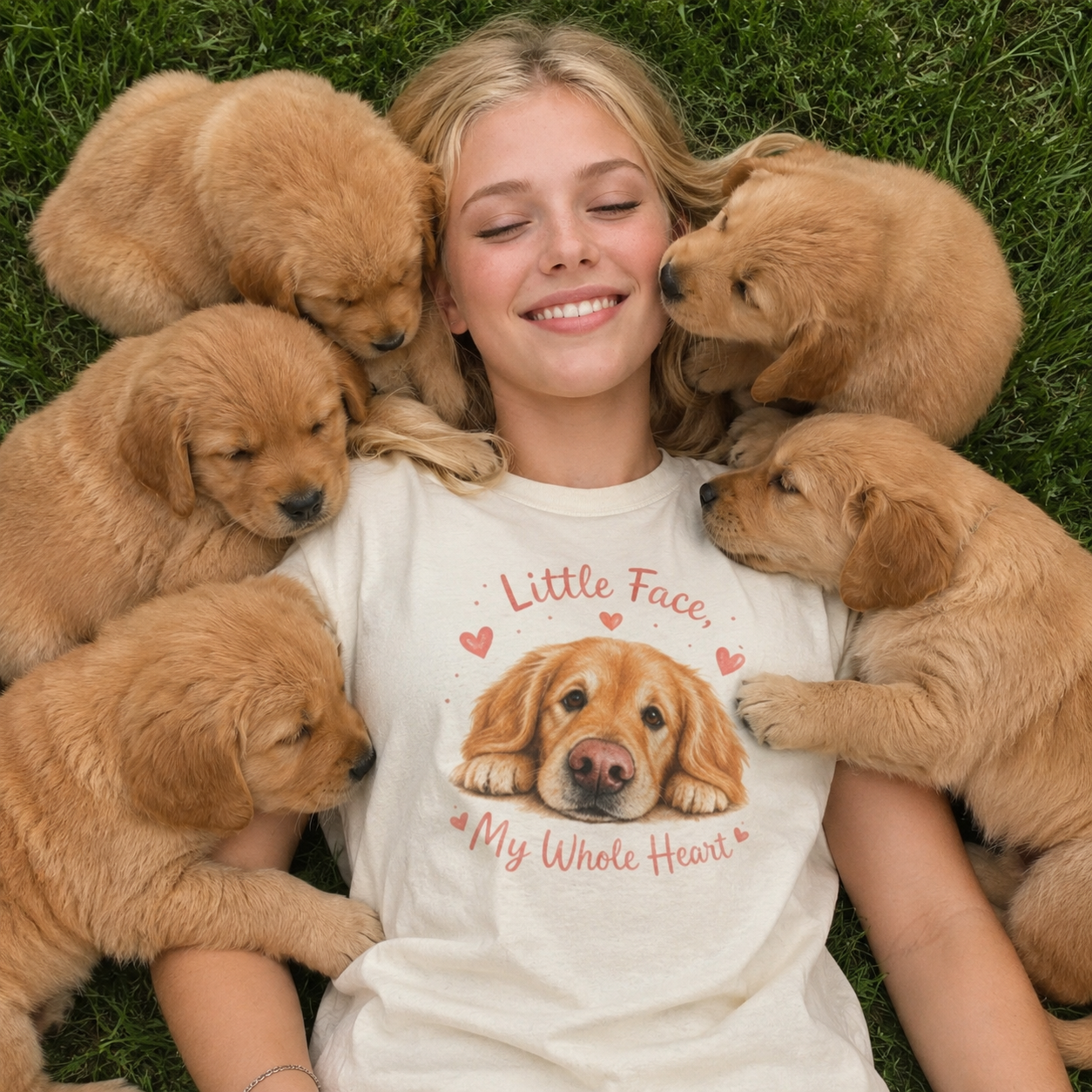 Little Face My Whole Heart Golden Retriever T-Shirt