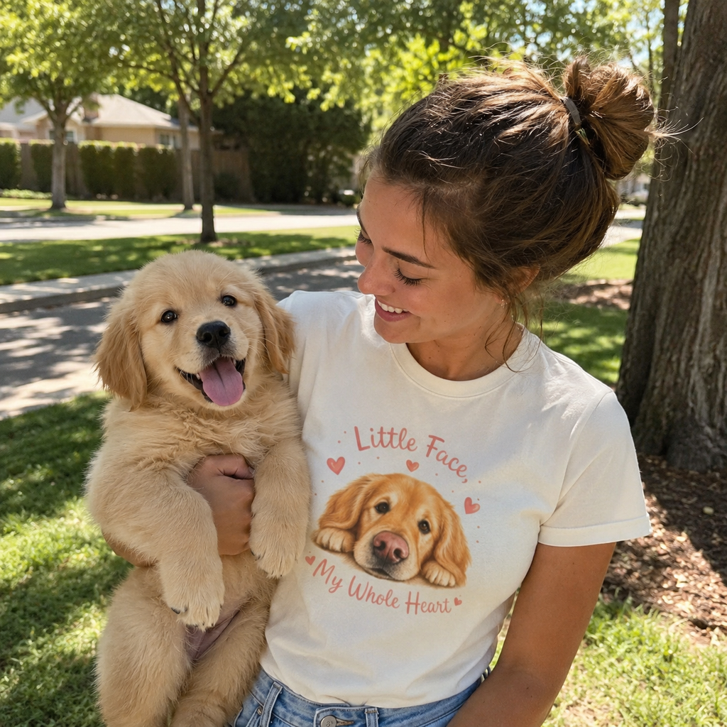 Little Face My Whole Heart Golden Retriever T-Shirt