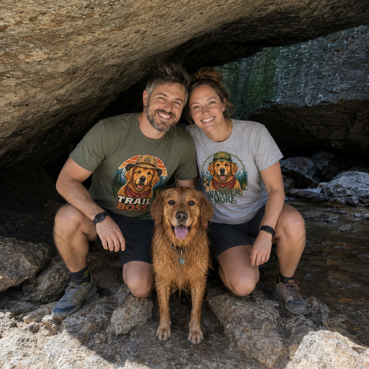 Wander More Golden Retriever T-Shirt