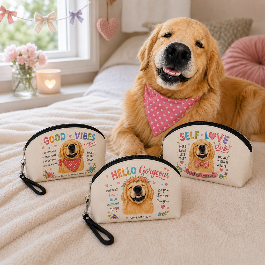Self Love Club Golden Retriever Makeup Bag