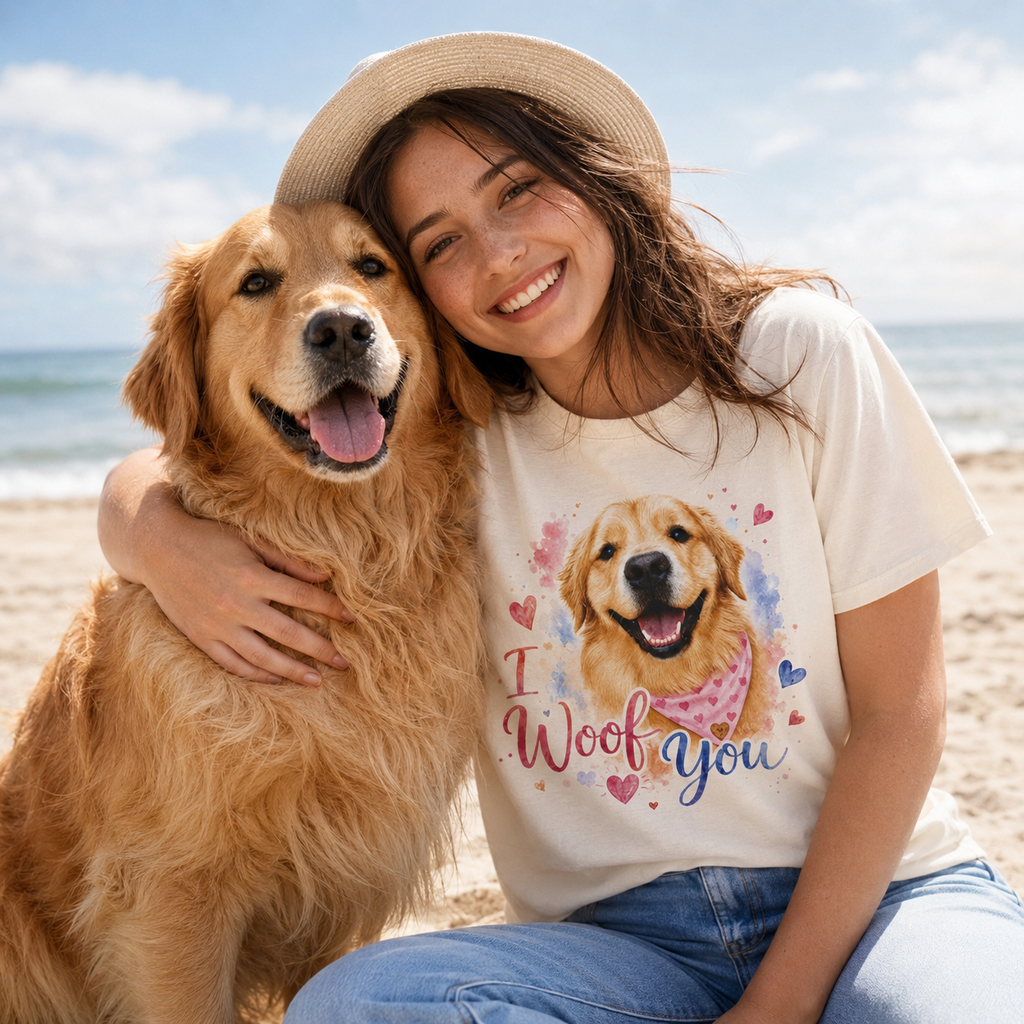 I Woof You Golden Retriever T-Shirt