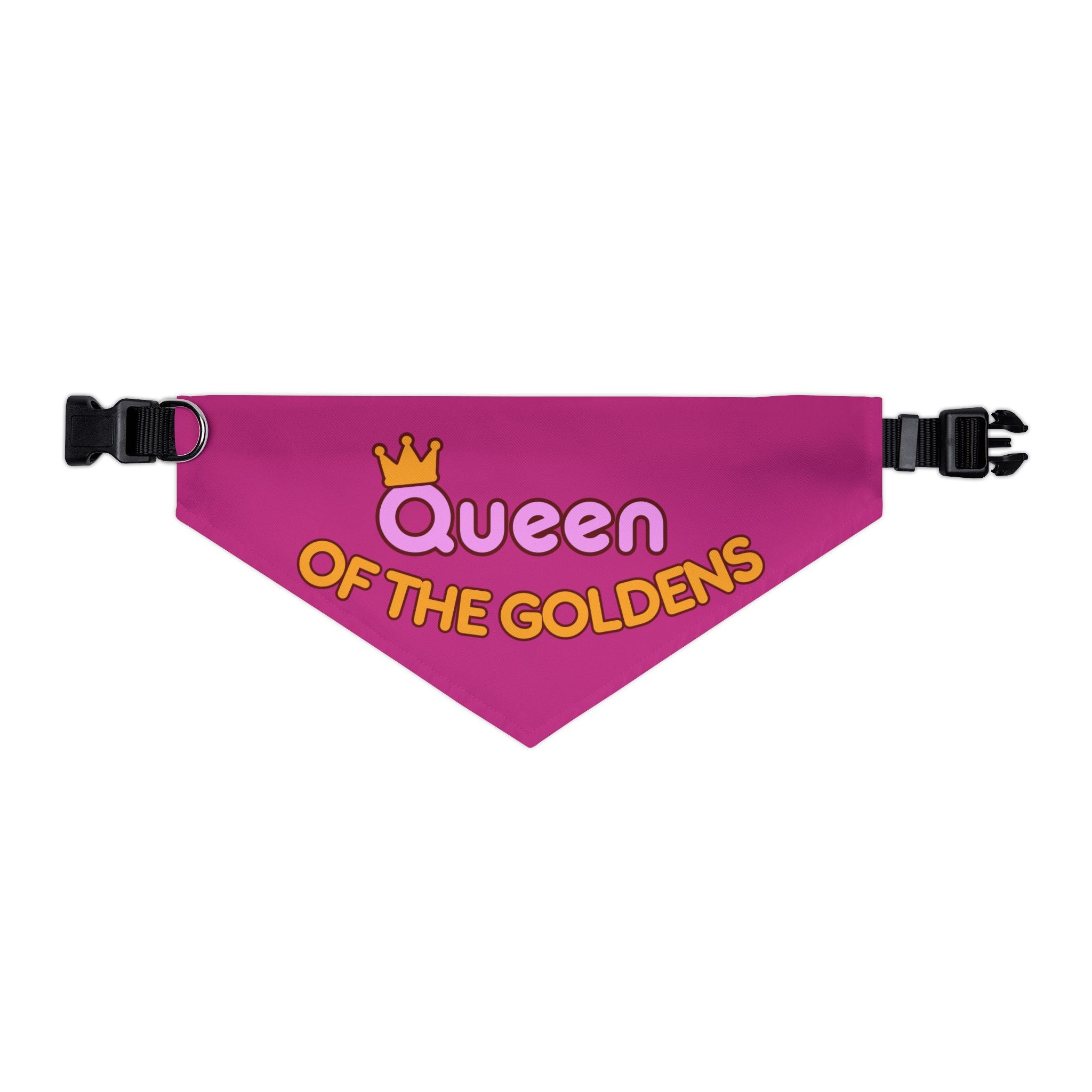 Queen of the Goldens Adjustable Pink Dog Bandana Collar