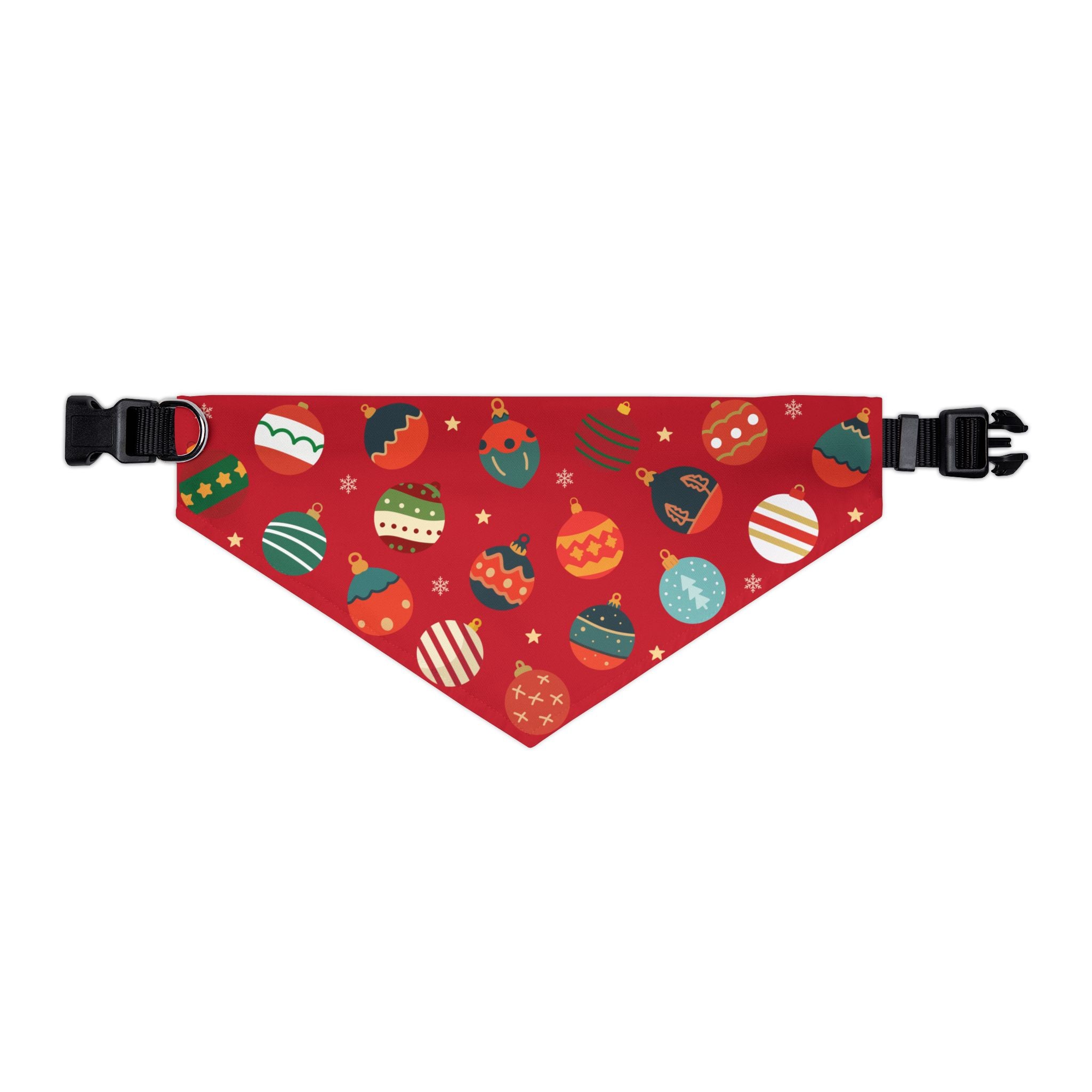 Christmas Dog Bandana Collar – Red Ornament Holiday Pattern | Festive Pet Bandana