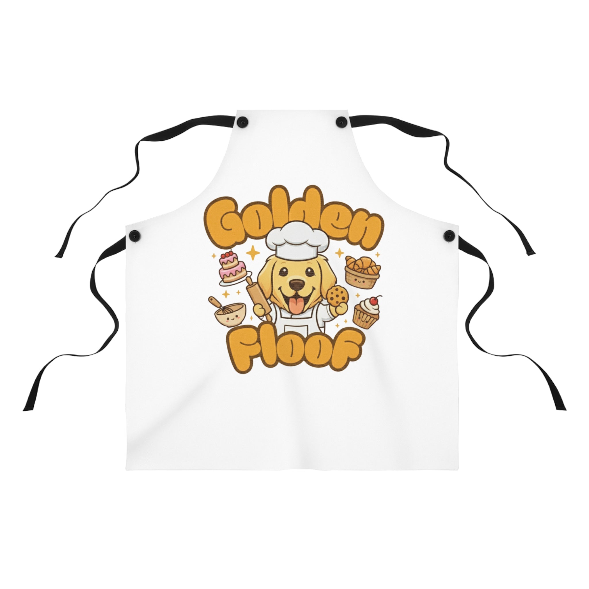 Golden Floof™ Chef Apron – Cute Golden Retriever Baking Apron for Dog Lovers & Kitchen Fun - White
