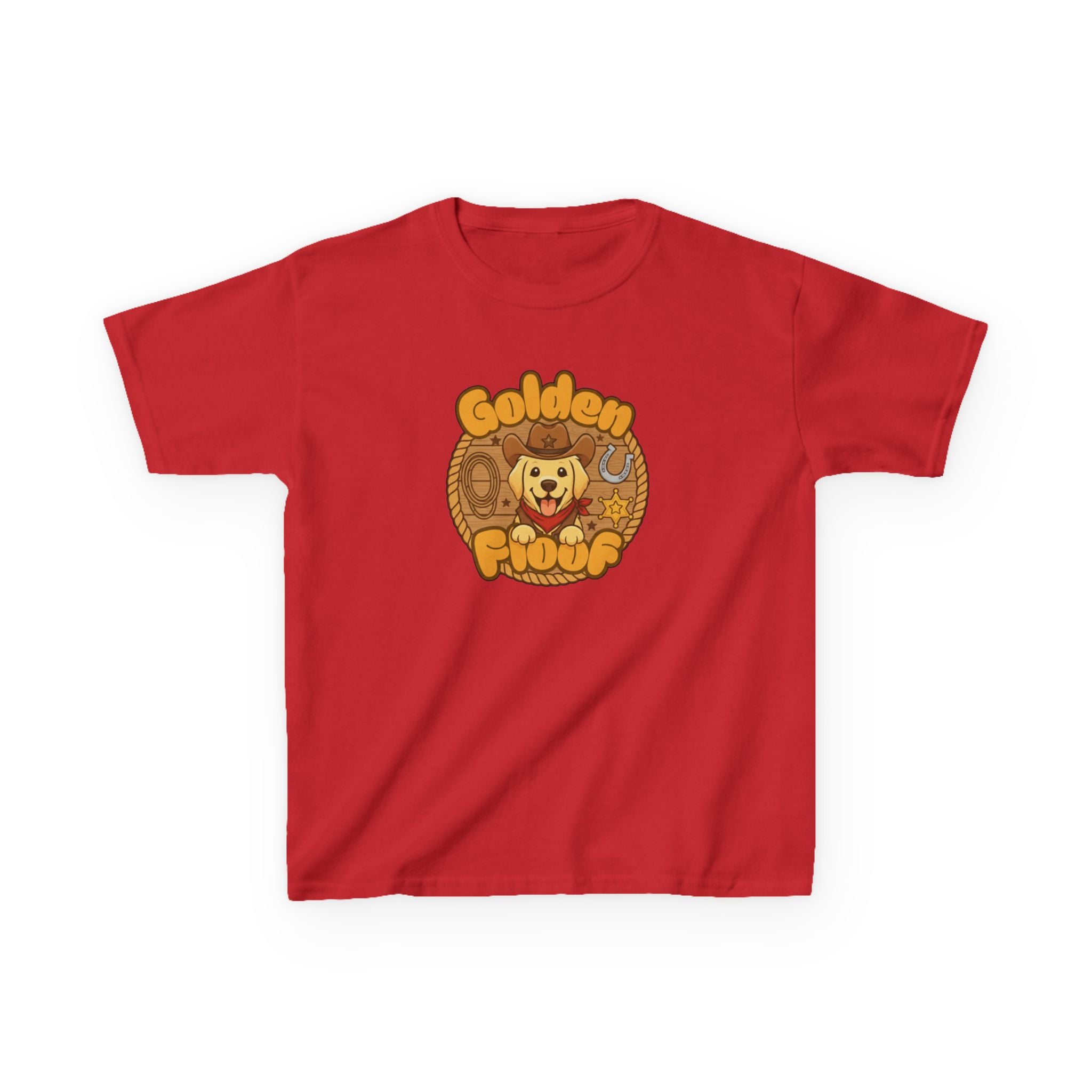 Golden Floof™ Kids Cowboy T-Shirt – Cute Western Golden Retriever Tee for Children