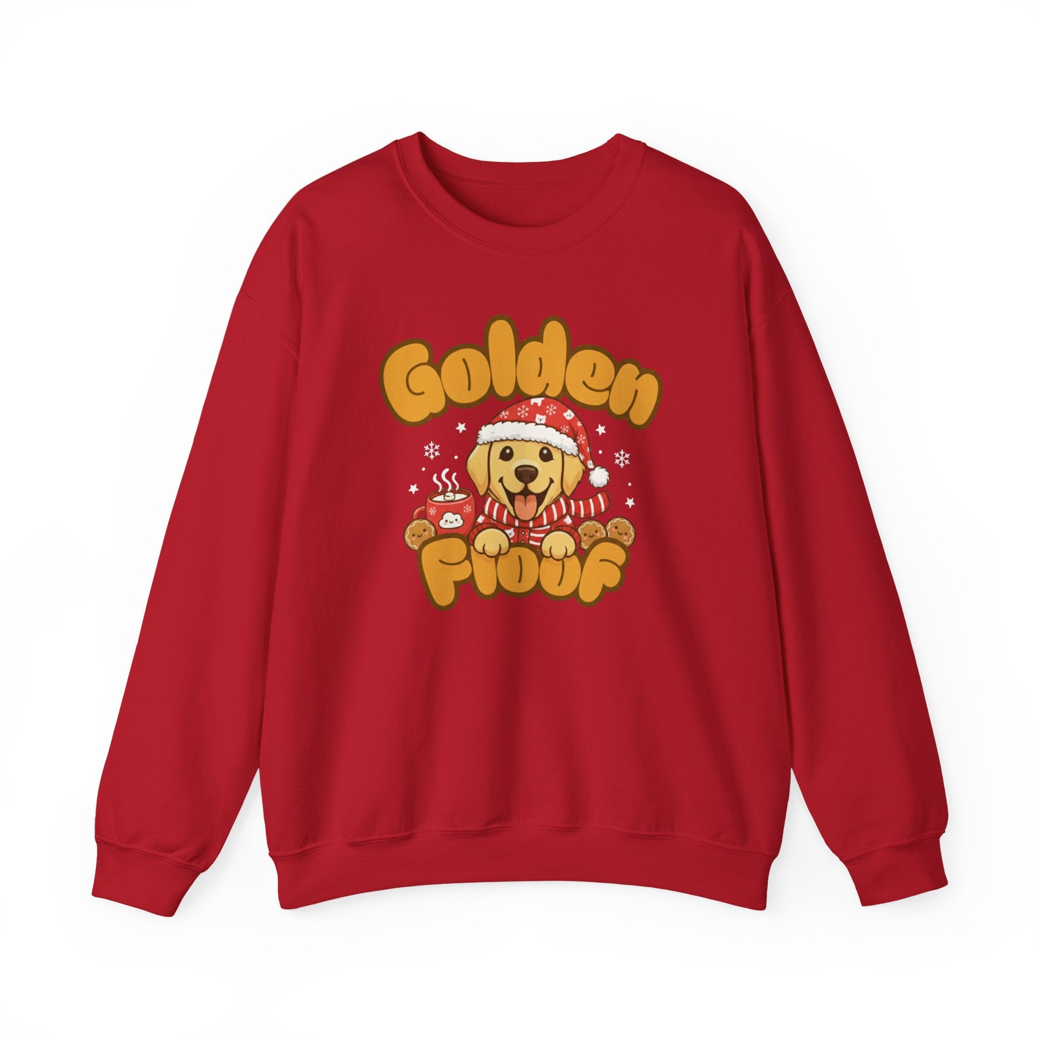 Golden Floof™ Winter Sweatshirt – Cute Cookies and Cocoa Golden Retriever Crewneck for Dog Lovers