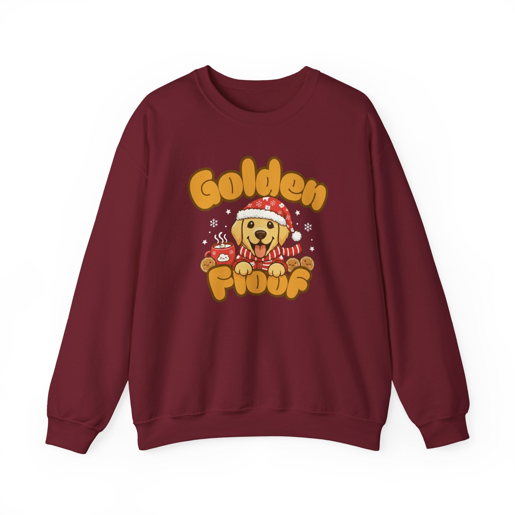 Golden Floof™ Winter Sweatshirt – Cute Cookies and Cocoa Golden Retriever Crewneck for Dog Lovers