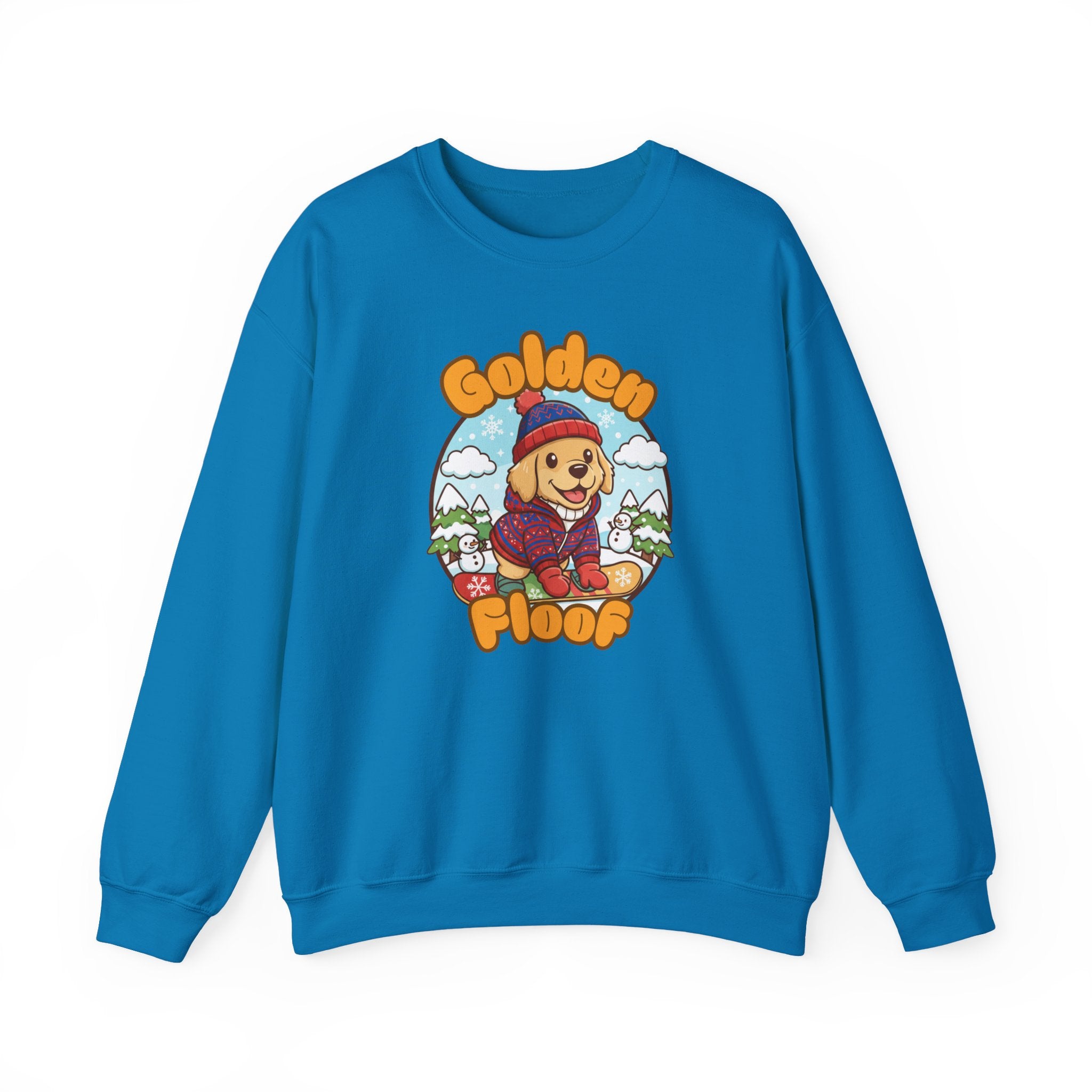 Golden Floof™ Snowboarding Sweatshirt – Cozy Winter Golden Retriever Snowboard Crewneck for Dog Lovers