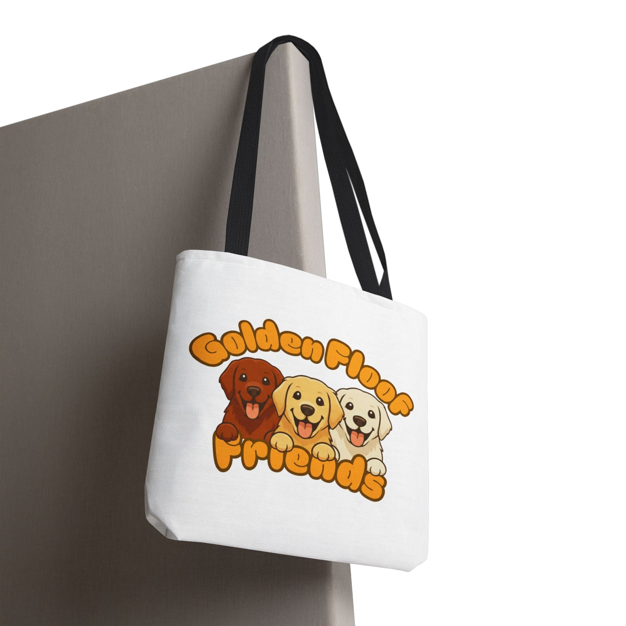 Golden Floof™ Friends Tote Bag (13×13") – Cute Golden Retriever Trio Reusable Tote