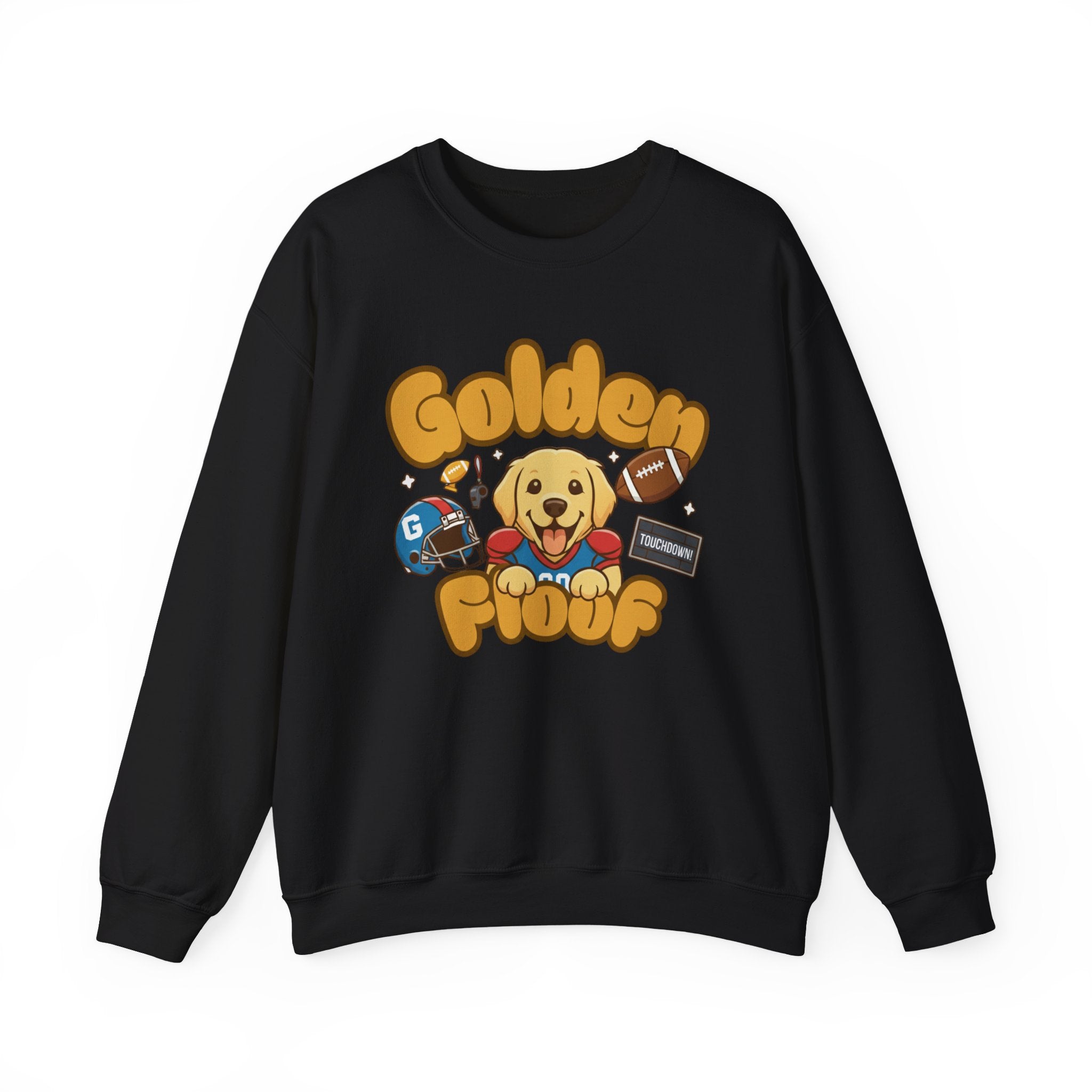 Golden Floof Football Crewneck Sweatshirt – Cozy Game Day Dog Lover Pullover