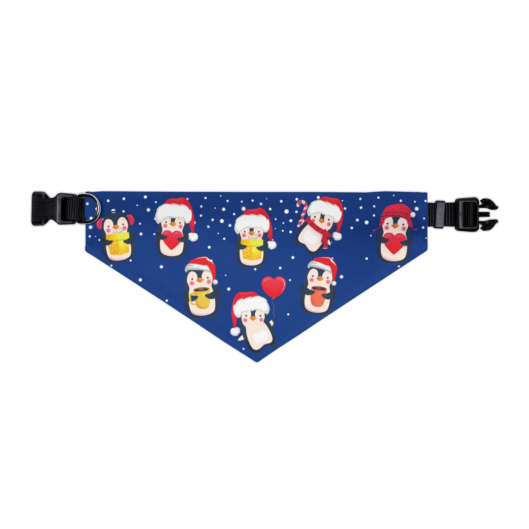 Christmas Dog Bandana Collar – Cute Penguin Holiday Pattern (Blue) | Winter Pet Accessory